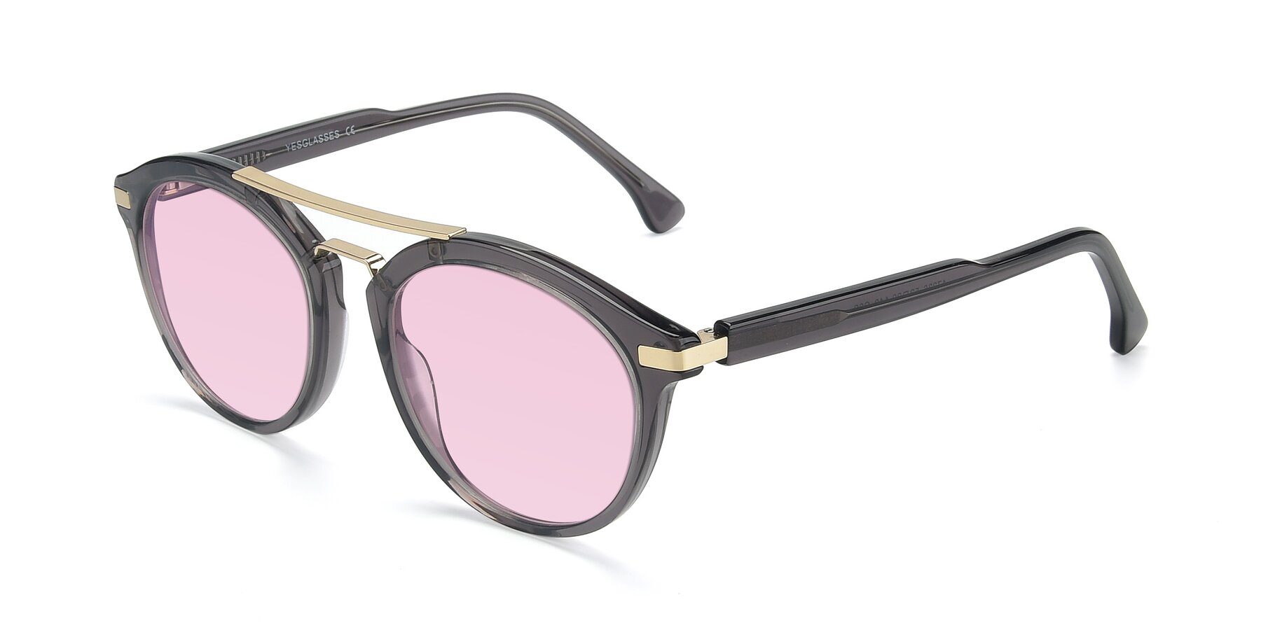 Angle of 17236 in Gray-Gold with Light Pink Tinted Lenses