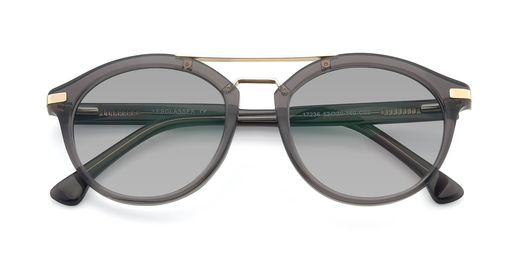 Folded Front of 17236 in Gray-Gold with Light Gray Tinted Lenses