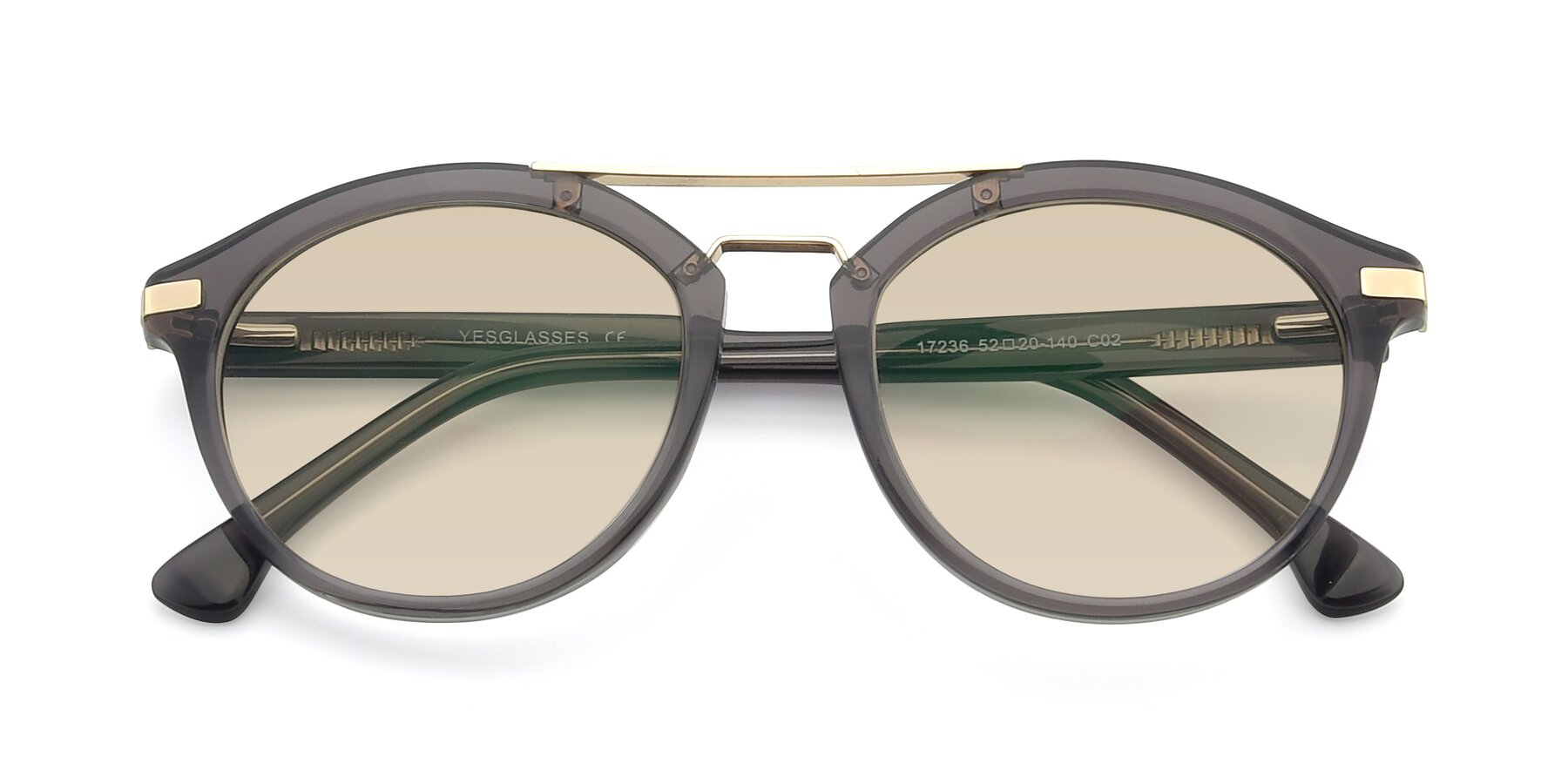 Folded Front of 17236 in Gray-Gold with Light Brown Tinted Lenses