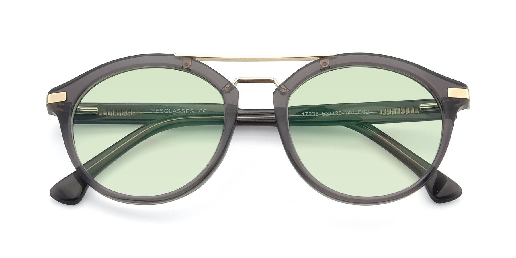 Folded Front of 17236 in Gray-Gold with Light Green Tinted Lenses