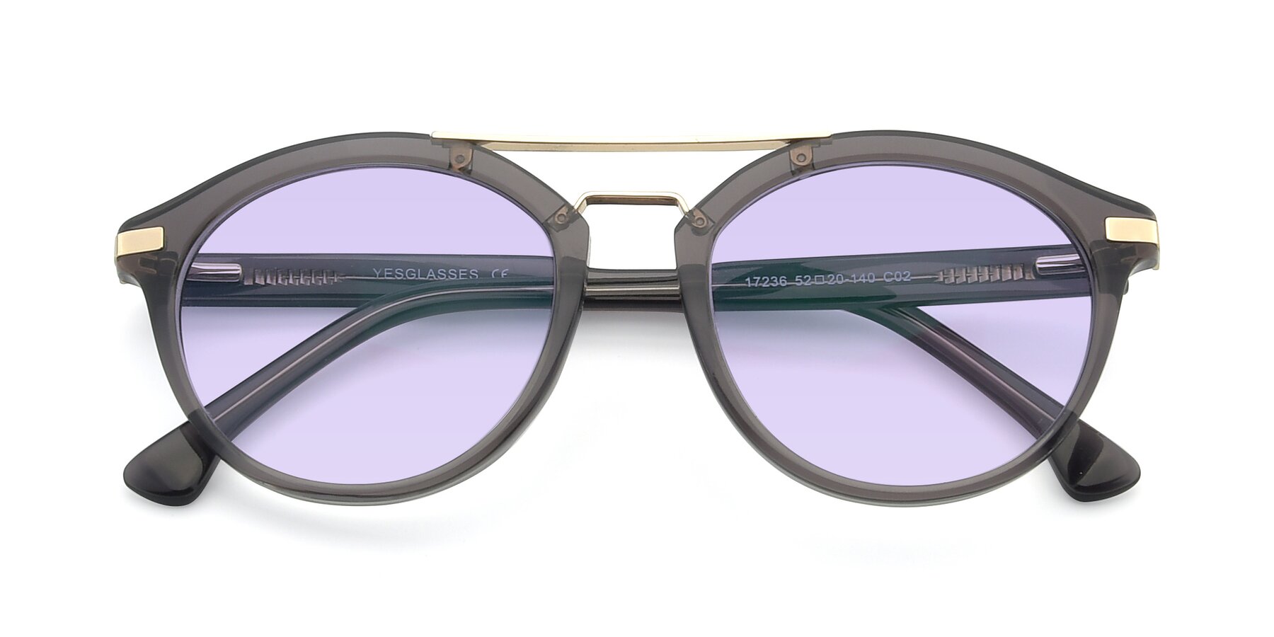 Folded Front of 17236 in Gray-Gold with Light Purple Tinted Lenses