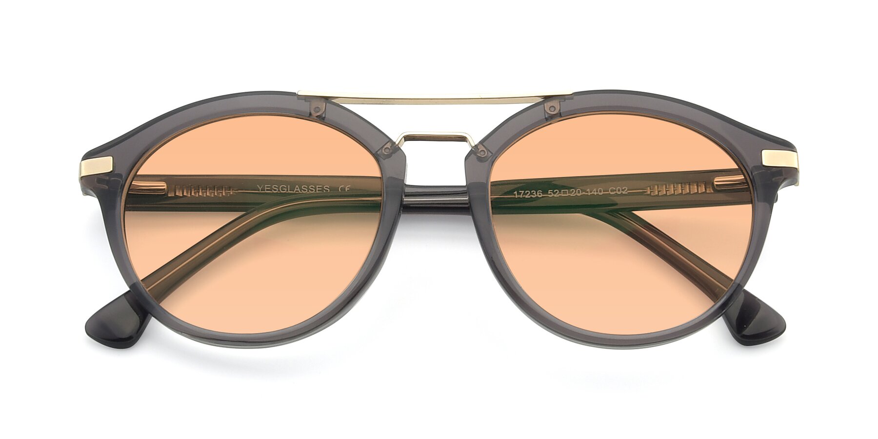 Folded Front of 17236 in Gray-Gold with Light Orange Tinted Lenses