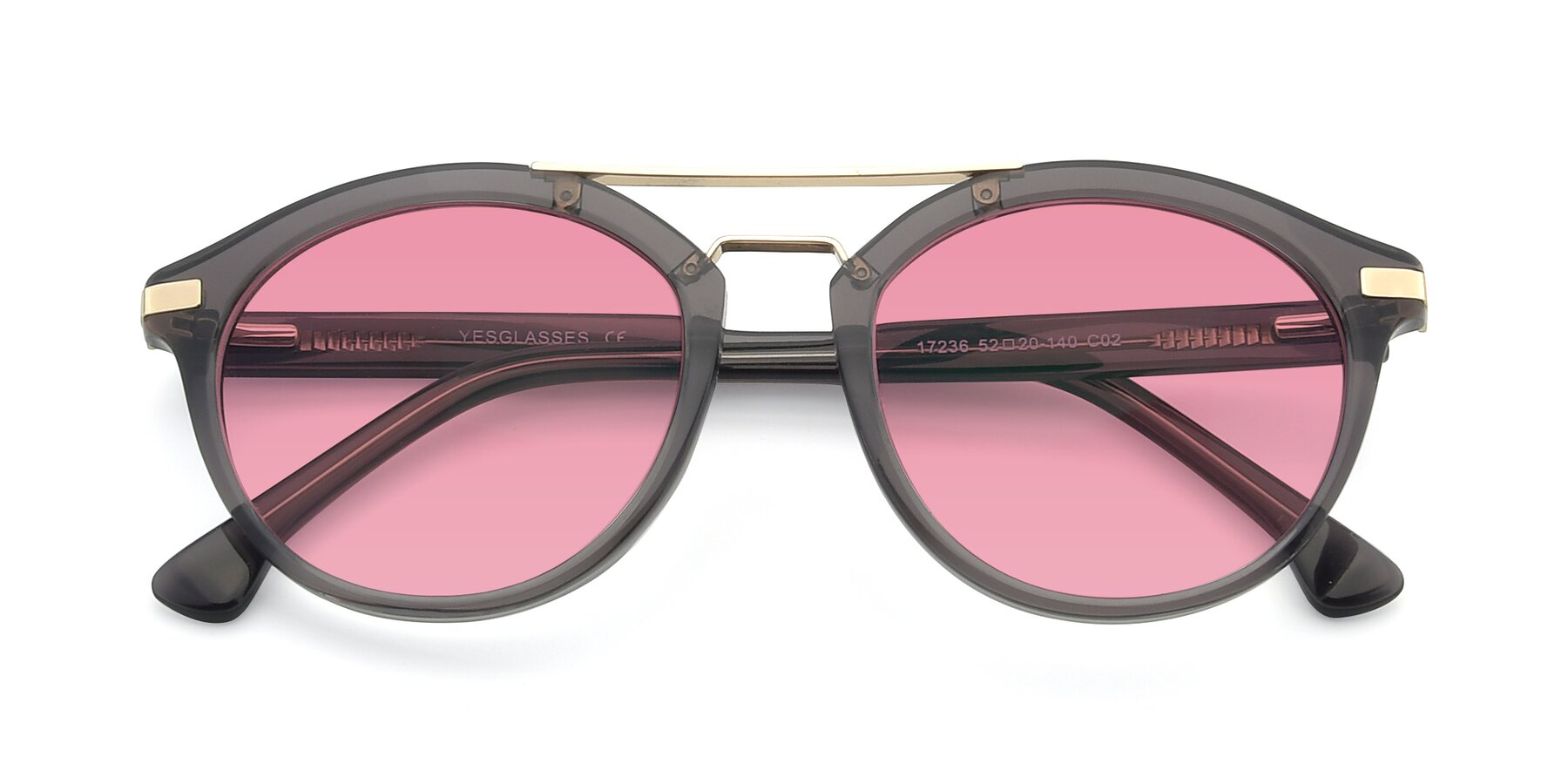 Folded Front of 17236 in Gray-Gold with Pink Tinted Lenses