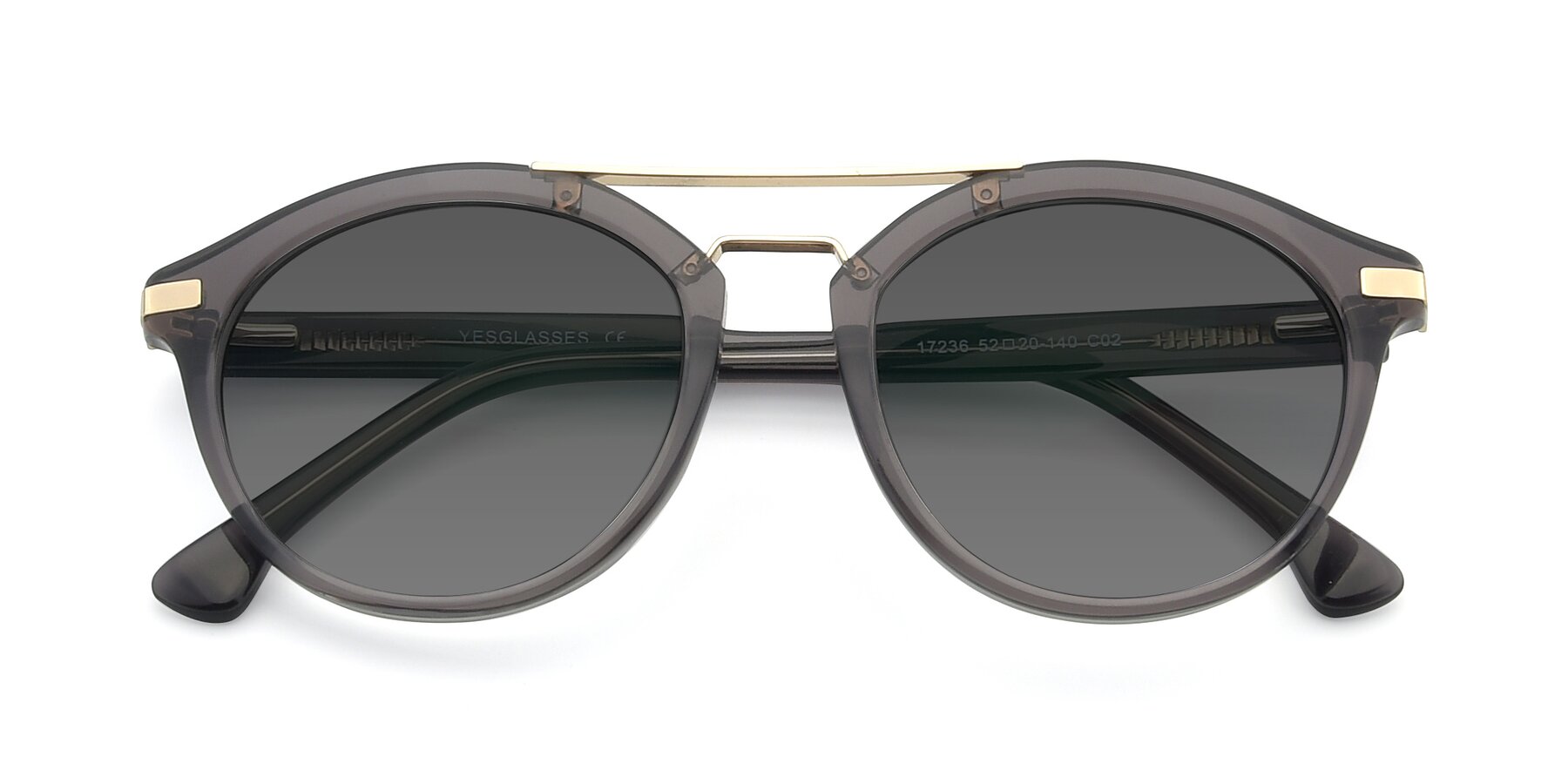 Folded Front of 17236 in Gray-Gold with Medium Gray Tinted Lenses