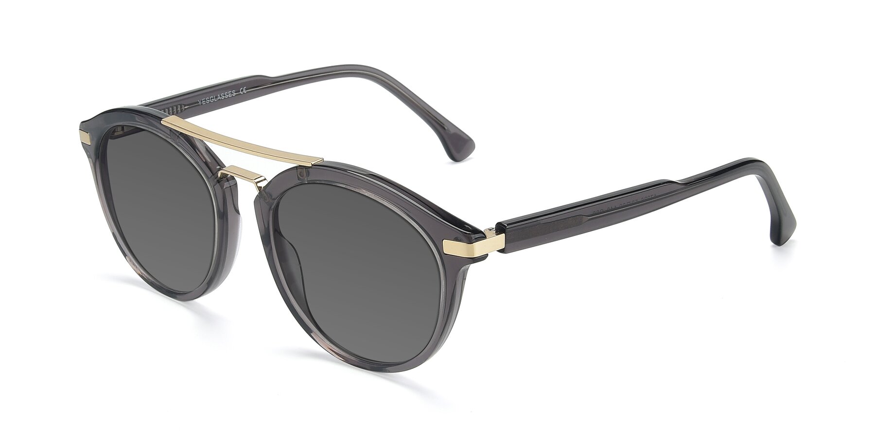 Angle of 17236 in Gray-Gold with Medium Gray Tinted Lenses