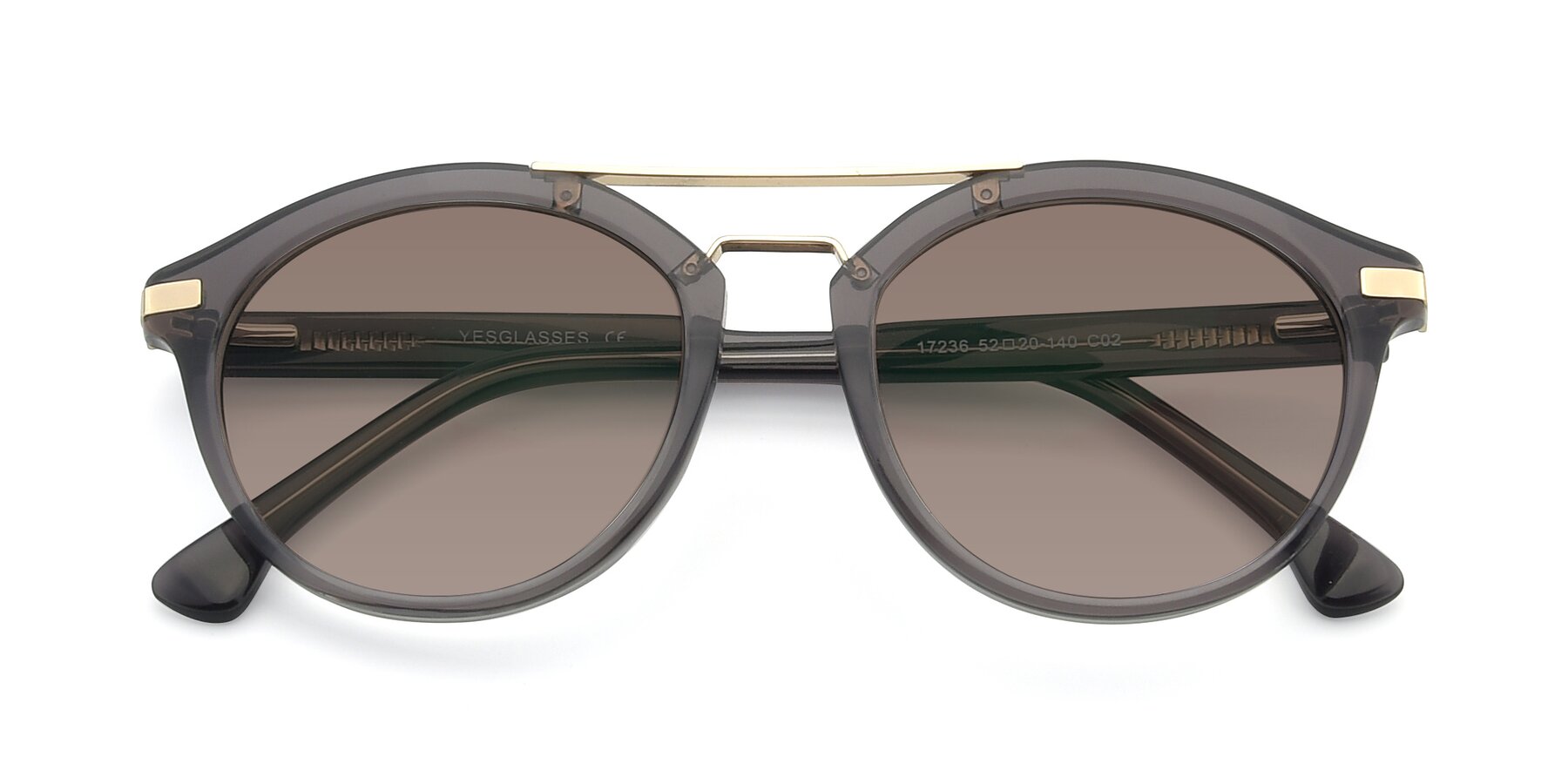 Folded Front of 17236 in Gray-Gold with Medium Brown Tinted Lenses