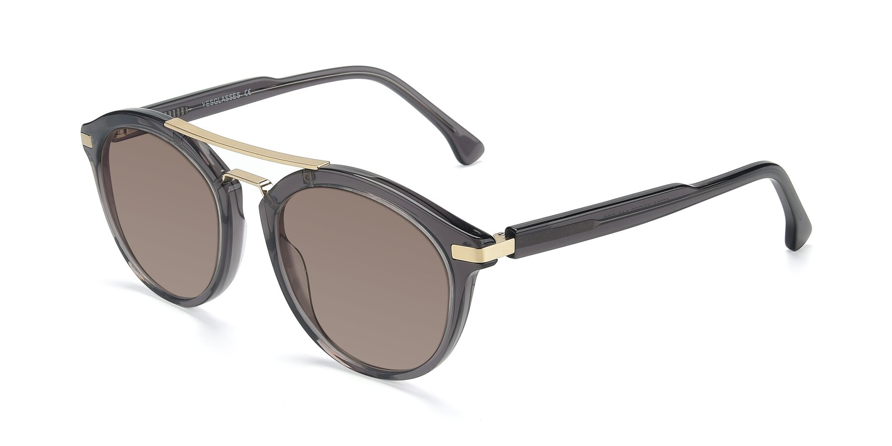 Angle of 17236 in Gray-Gold with Medium Brown Tinted Lenses