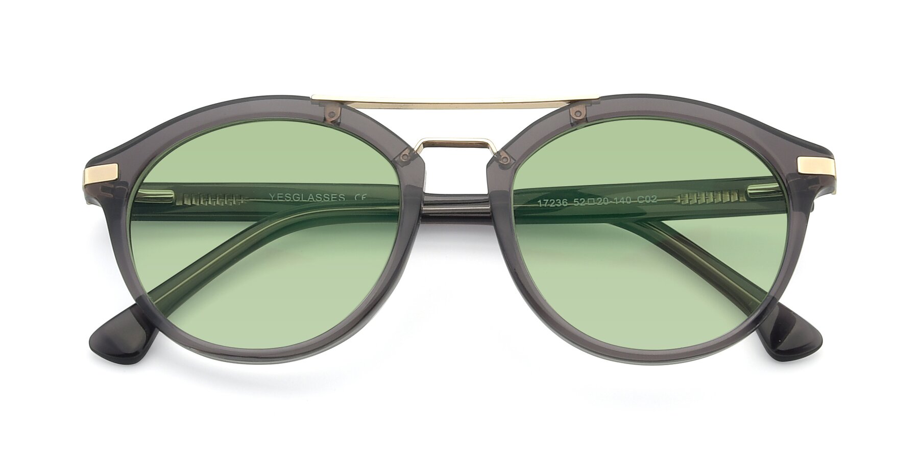 Folded Front of 17236 in Gray-Gold with Medium Green Tinted Lenses