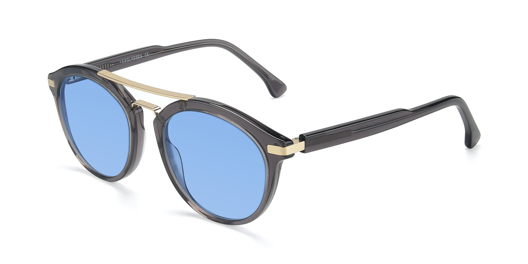 Angle of 17236 in Gray-Gold with Medium Blue Tinted Lenses