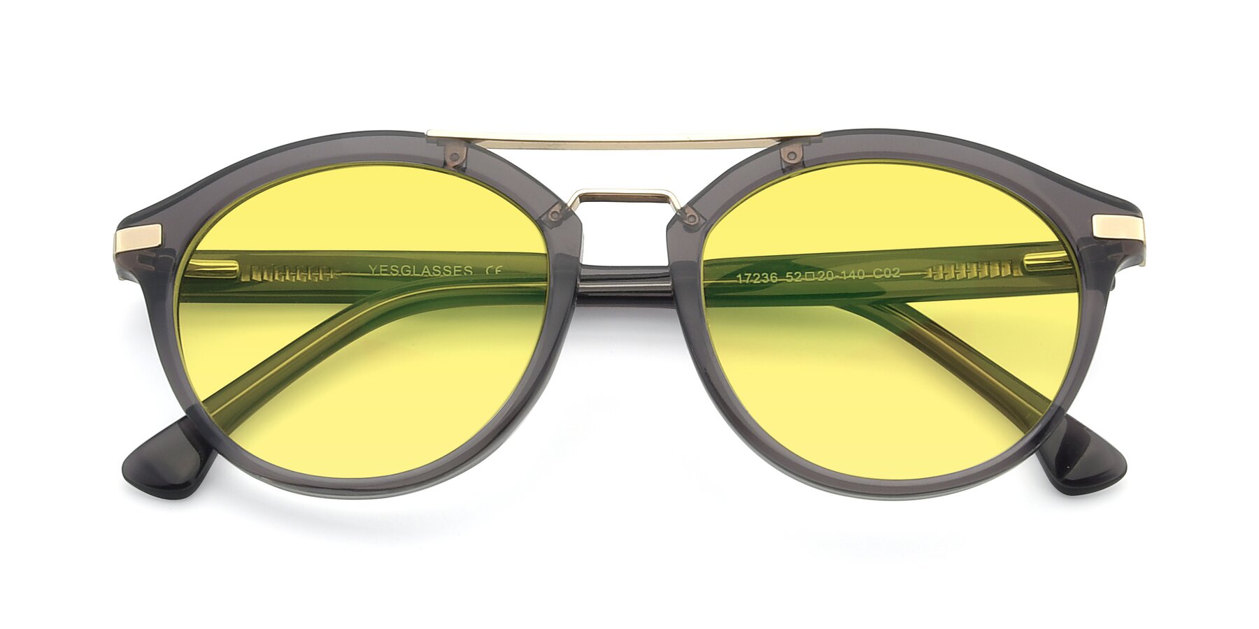 Folded Front of 17236 in Gray-Gold with Medium Yellow Tinted Lenses