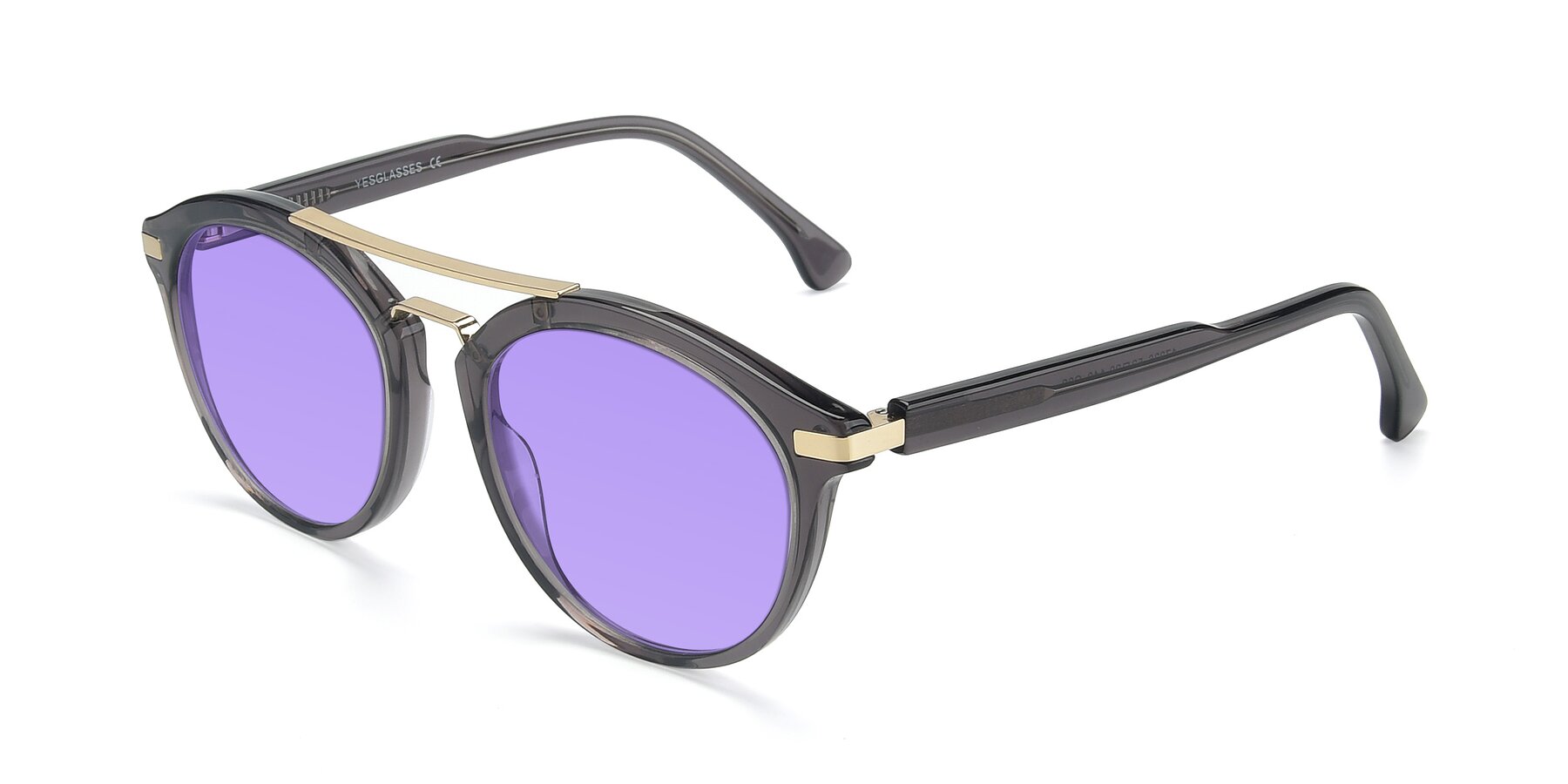 Angle of 17236 in Gray-Gold with Medium Purple Tinted Lenses