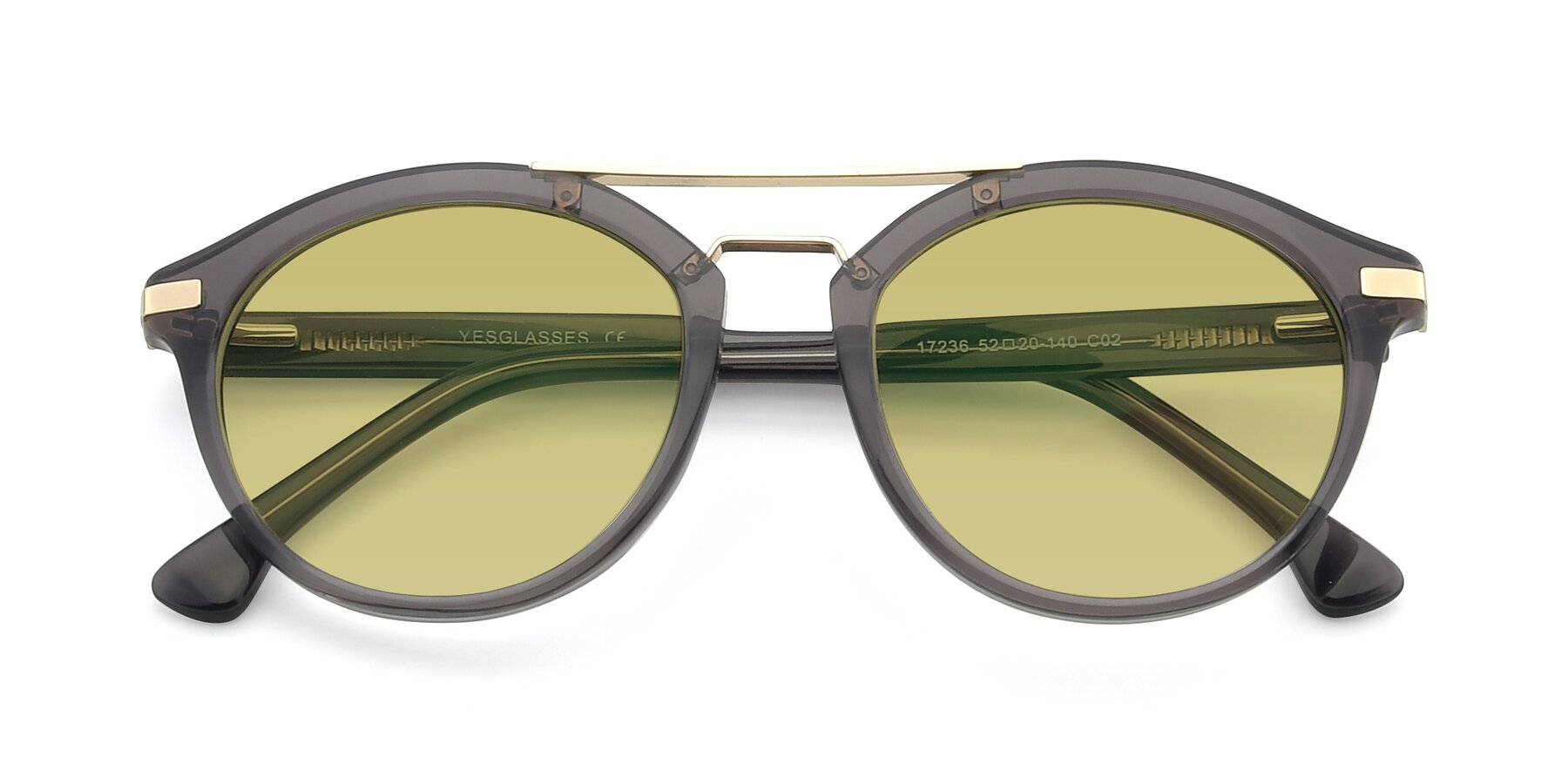 Folded Front of 17236 in Gray-Gold with Medium Champagne Tinted Lenses
