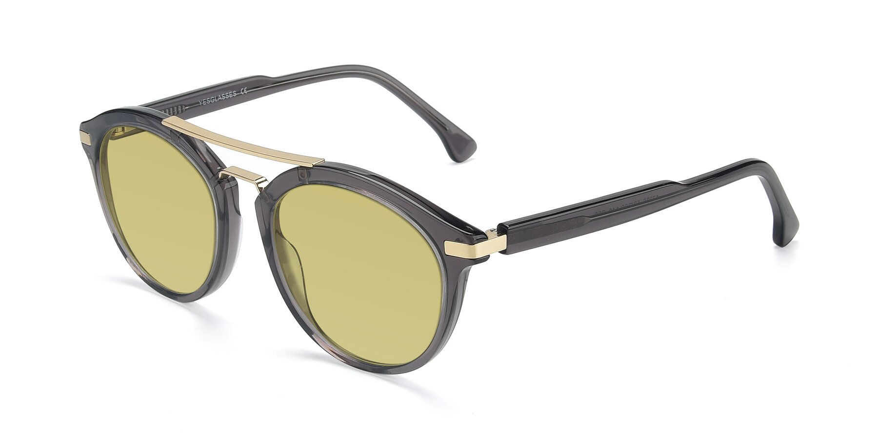 Angle of 17236 in Gray-Gold with Medium Champagne Tinted Lenses