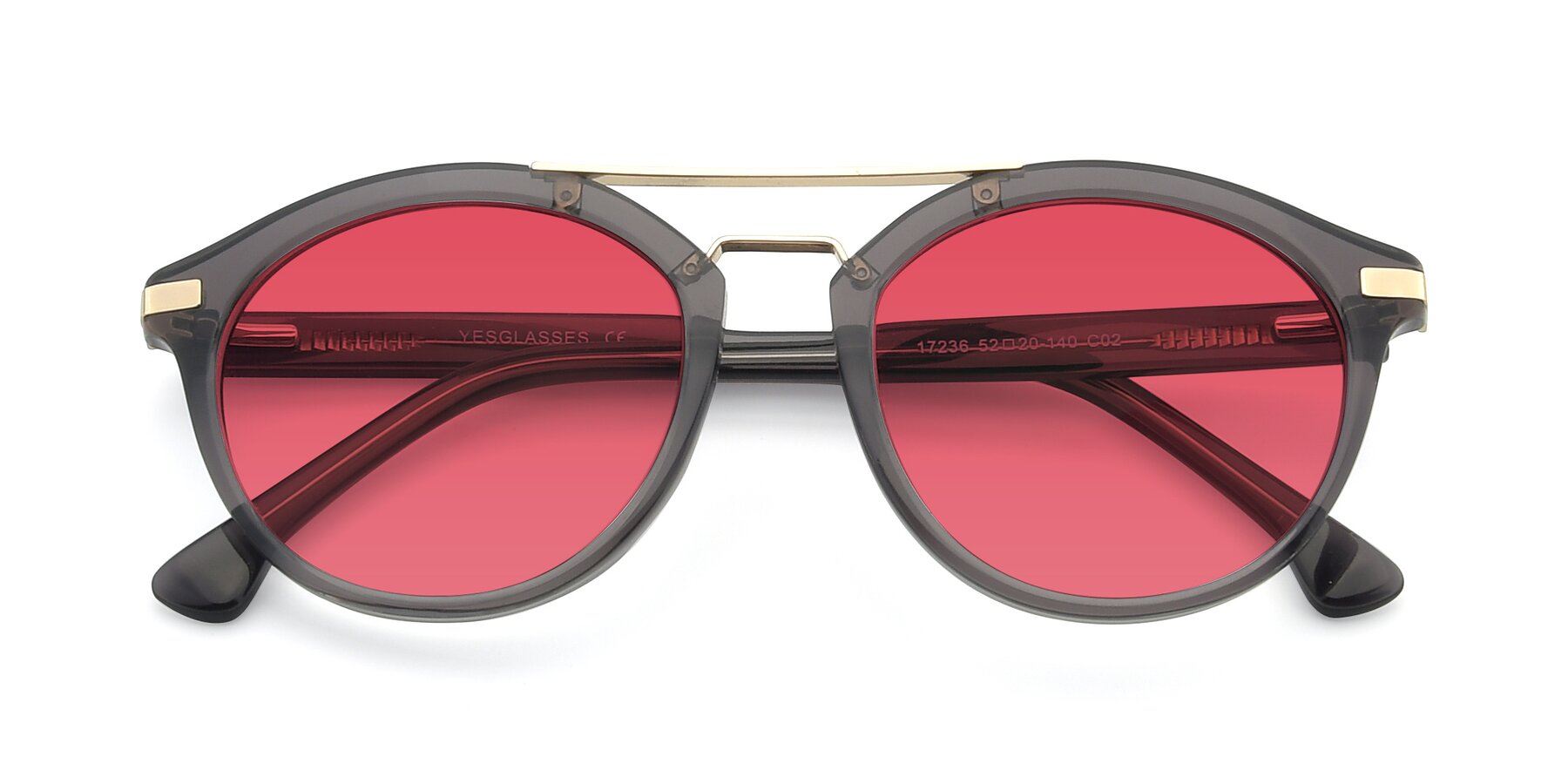 Folded Front of 17236 in Gray-Gold with Red Tinted Lenses