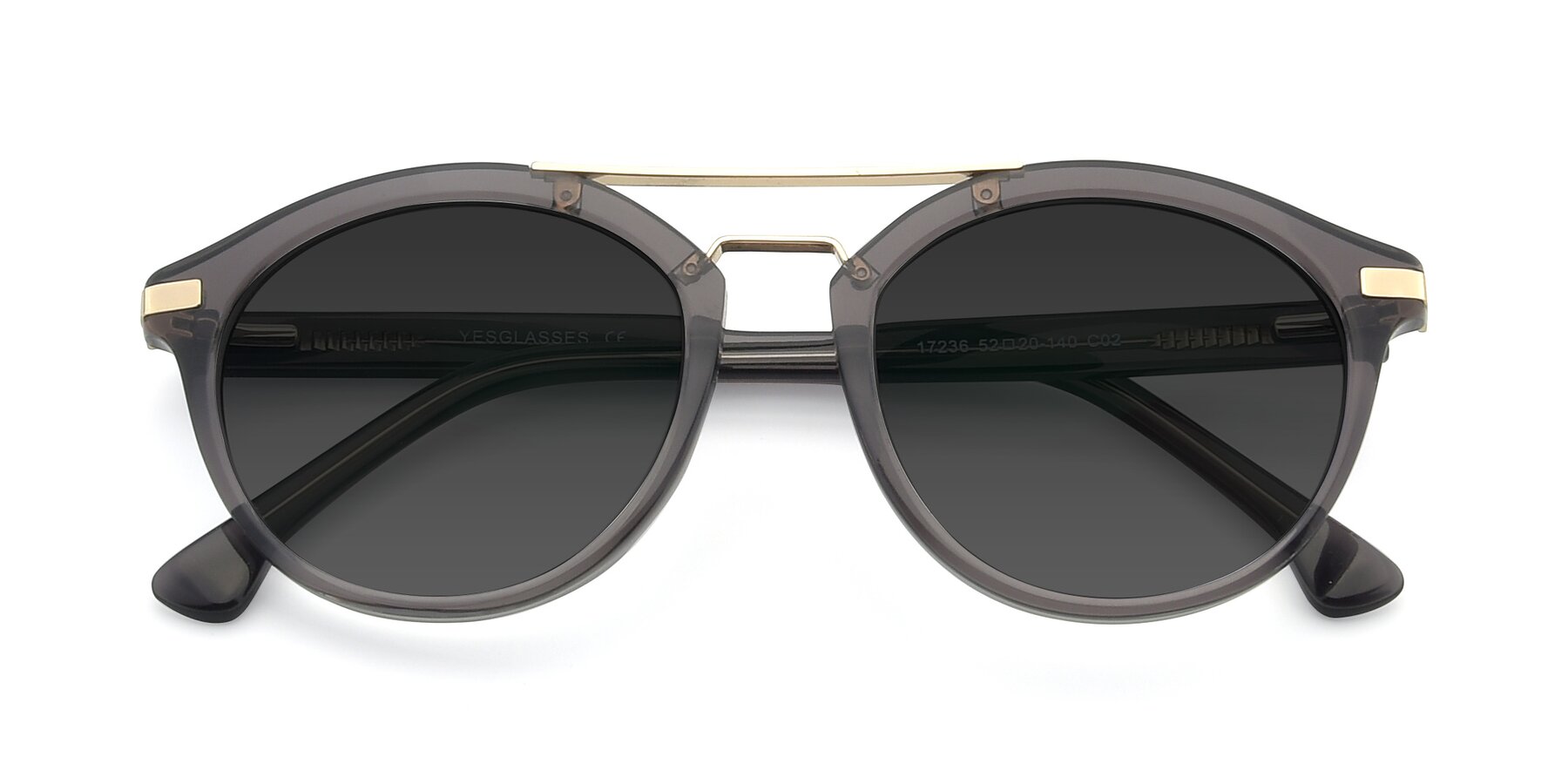 Folded Front of 17236 in Gray-Gold with Gray Tinted Lenses