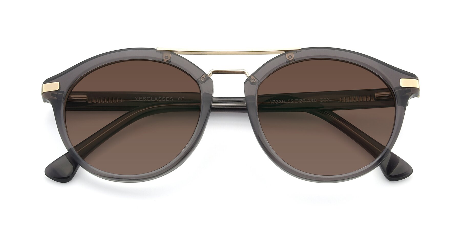 Folded Front of 17236 in Gray-Gold with Brown Tinted Lenses