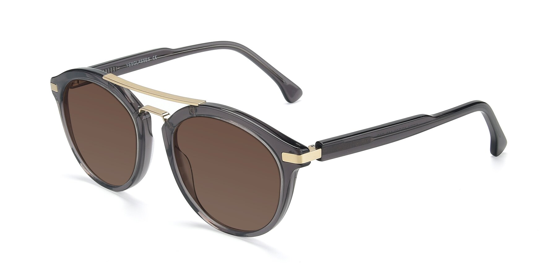 Angle of 17236 in Gray-Gold with Brown Tinted Lenses
