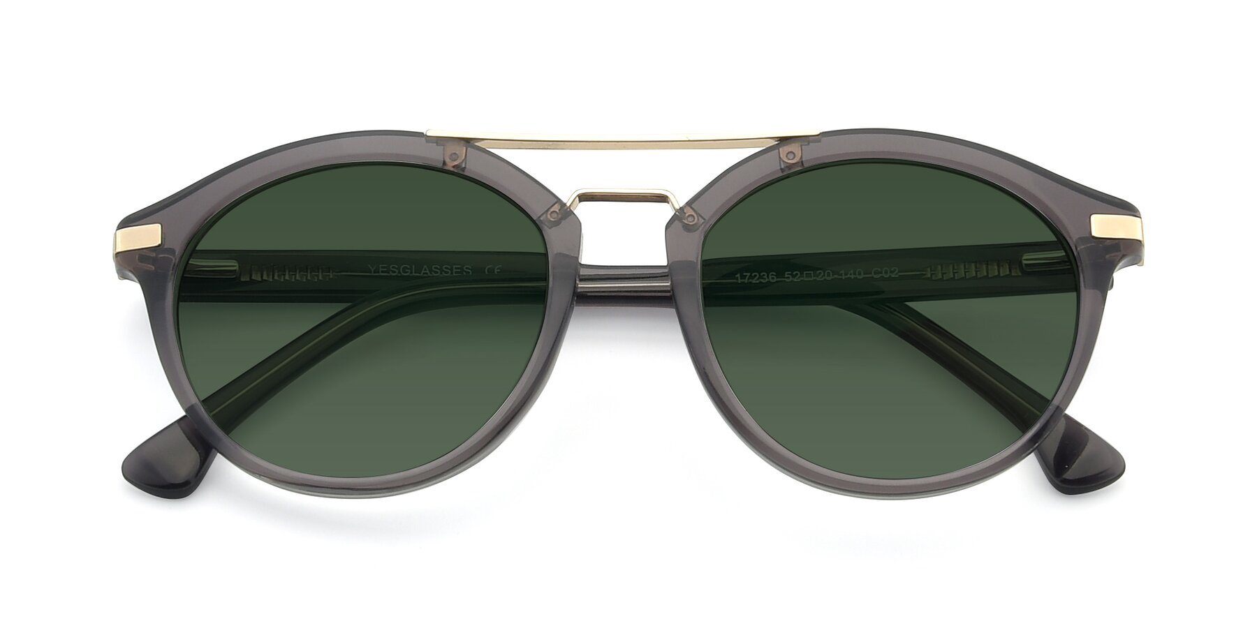 Folded Front of 17236 in Gray-Gold with Green Tinted Lenses