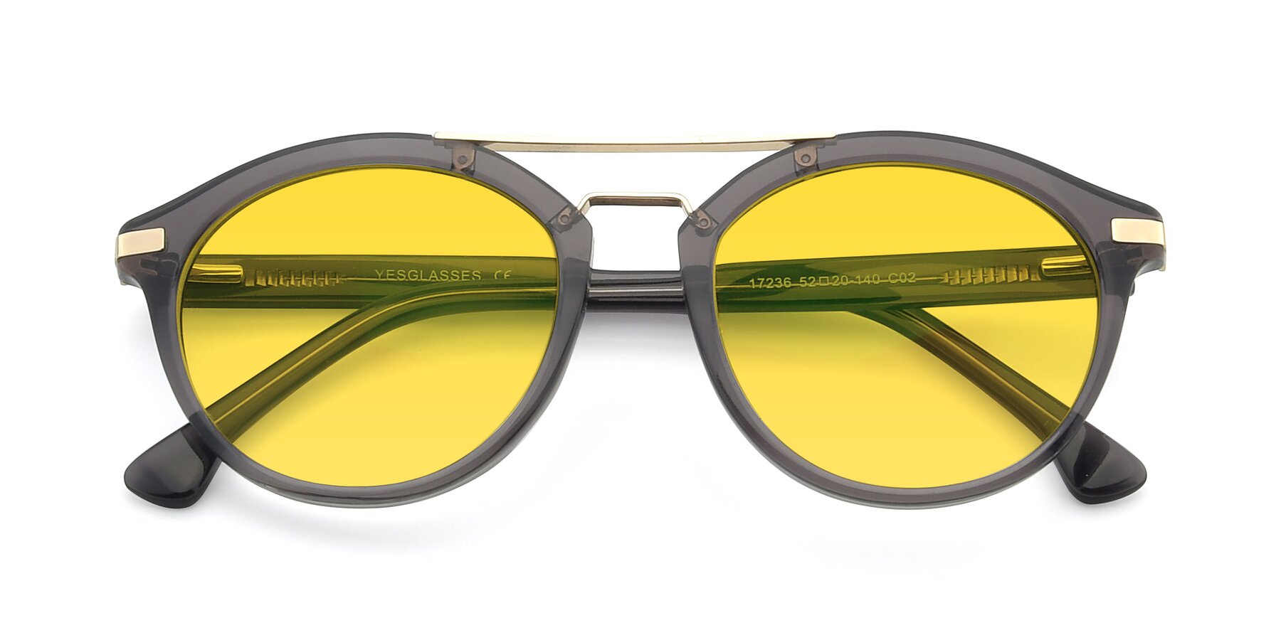 Folded Front of 17236 in Gray-Gold with Yellow Tinted Lenses