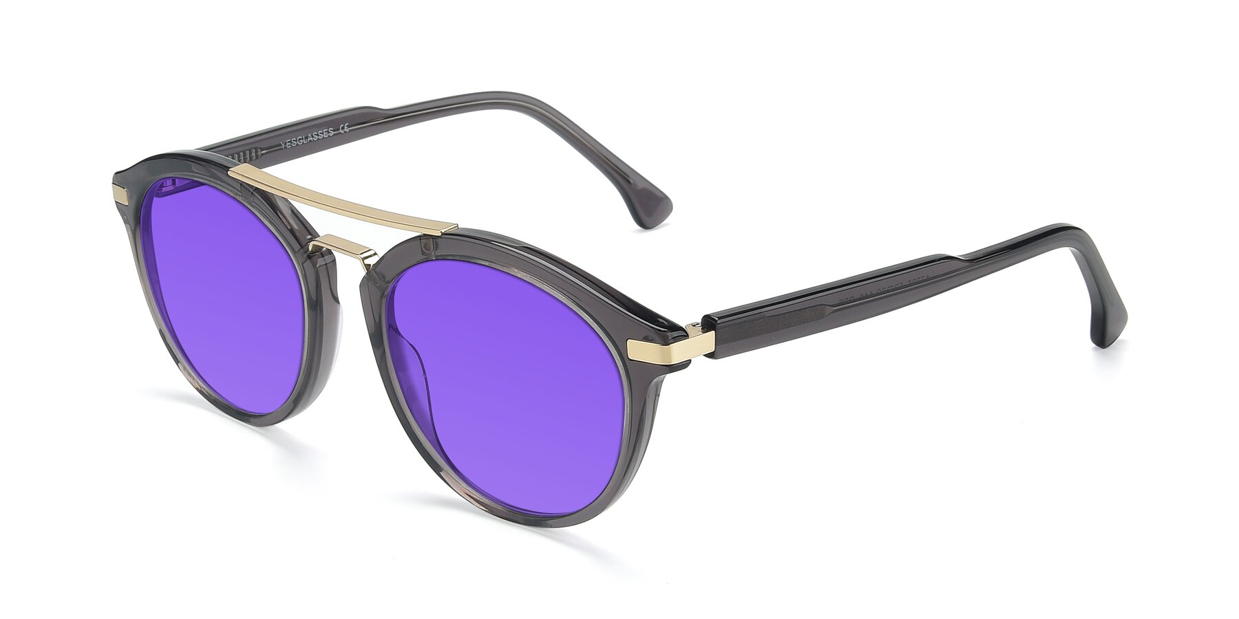 Angle of 17236 in Gray-Gold with Purple Tinted Lenses