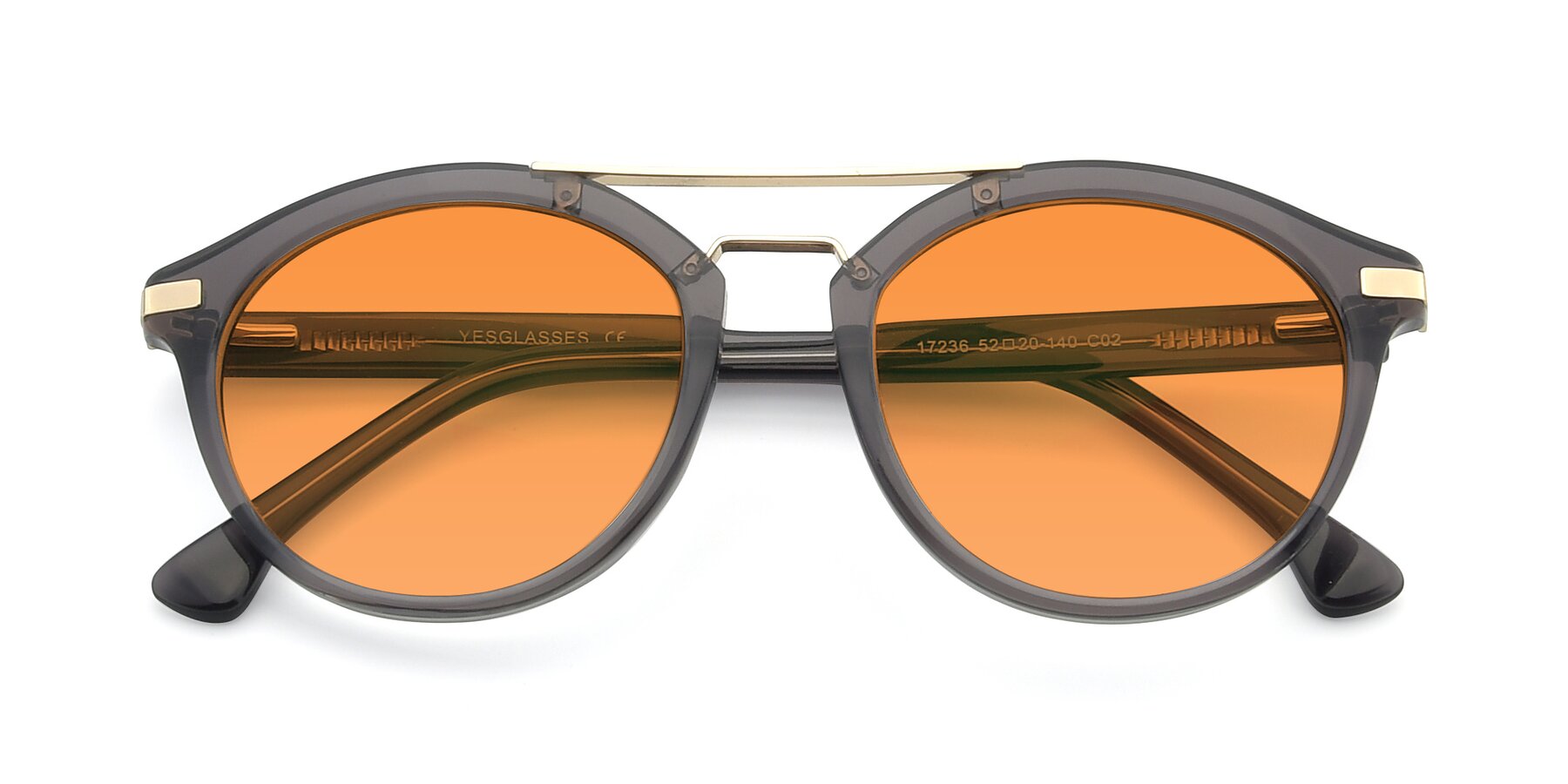 Folded Front of 17236 in Gray-Gold with Orange Tinted Lenses
