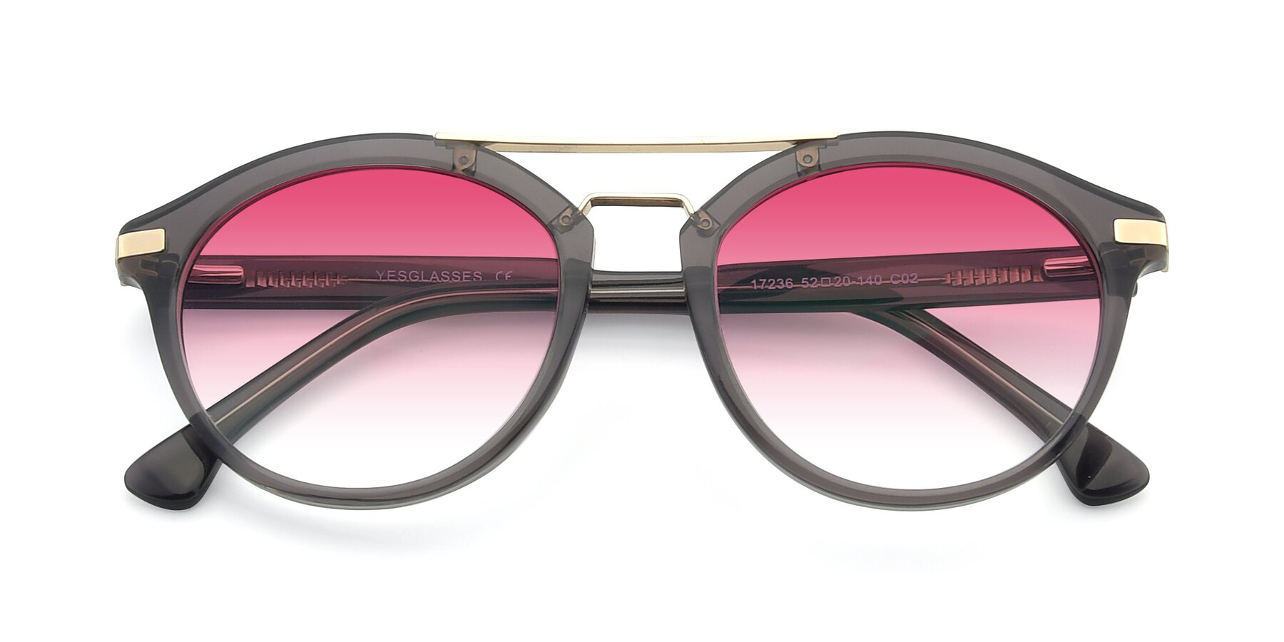 Folded Front of 17236 in Gray-Gold with Pink Gradient Lenses