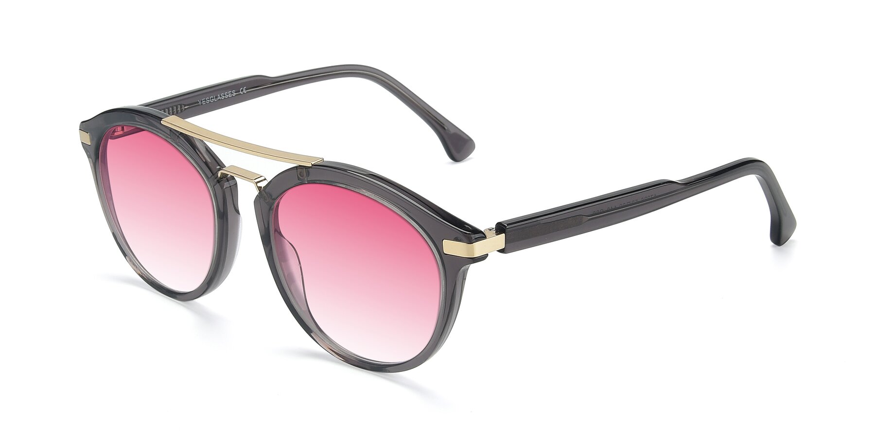 Angle of 17236 in Gray-Gold with Pink Gradient Lenses
