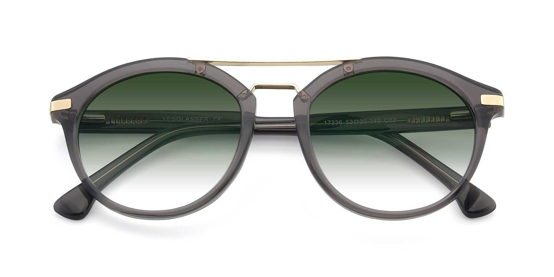 Folded Front of 17236 in Gray-Gold with Green Gradient Lenses