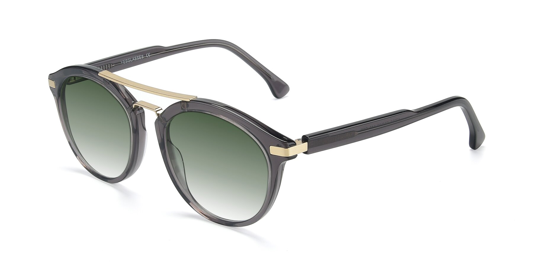 Angle of 17236 in Gray-Gold with Green Gradient Lenses