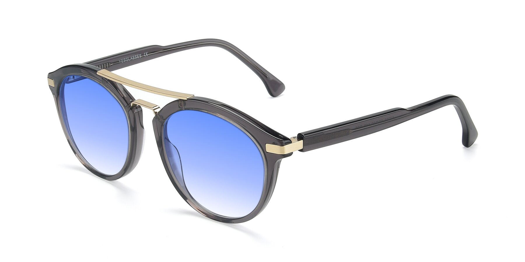 Angle of 17236 in Gray-Gold with Blue Gradient Lenses
