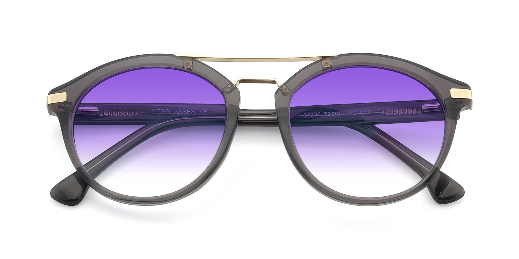 Folded Front of 17236 in Gray-Gold with Purple Gradient Lenses