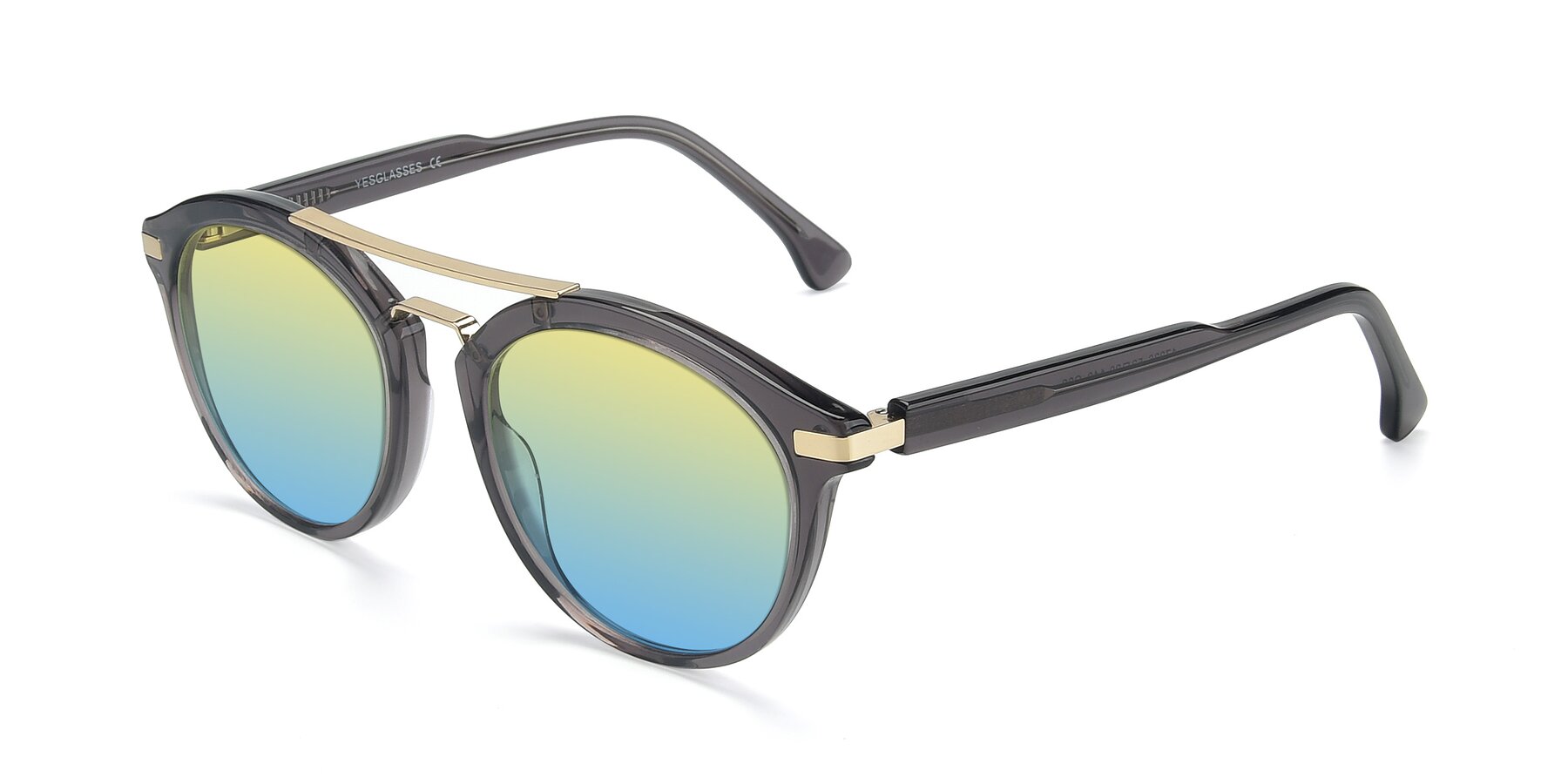 Angle of 17236 in Gray-Gold with Yellow / Blue Gradient Lenses