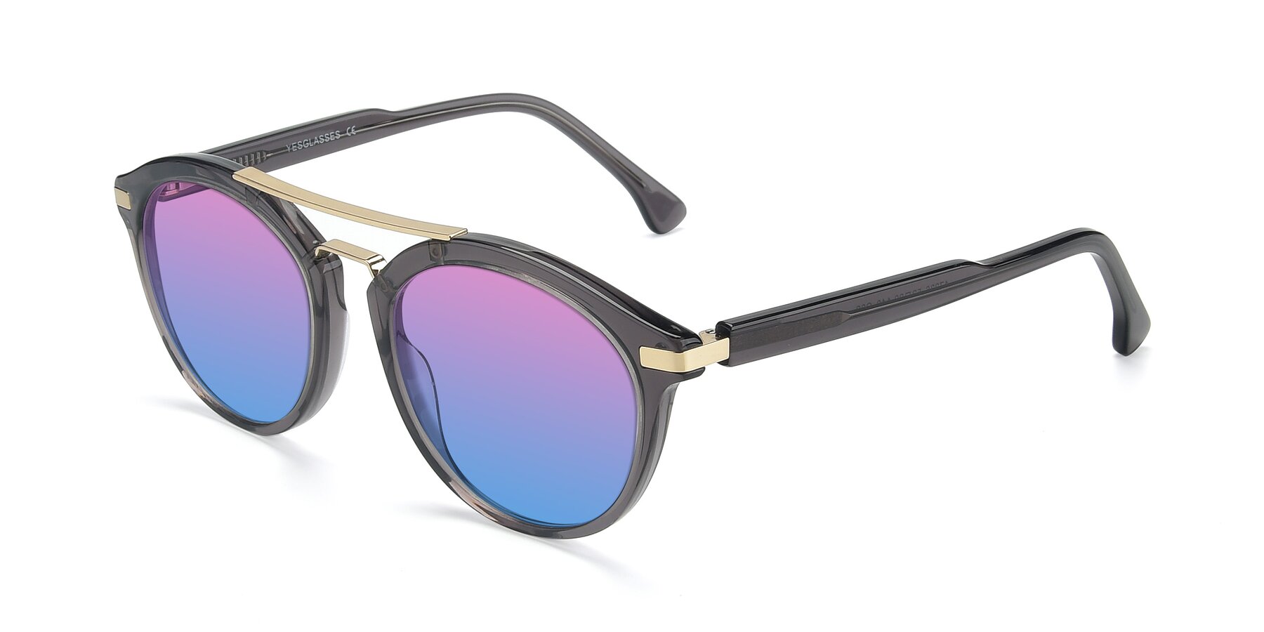 Angle of 17236 in Gray-Gold with Pink / Blue Gradient Lenses