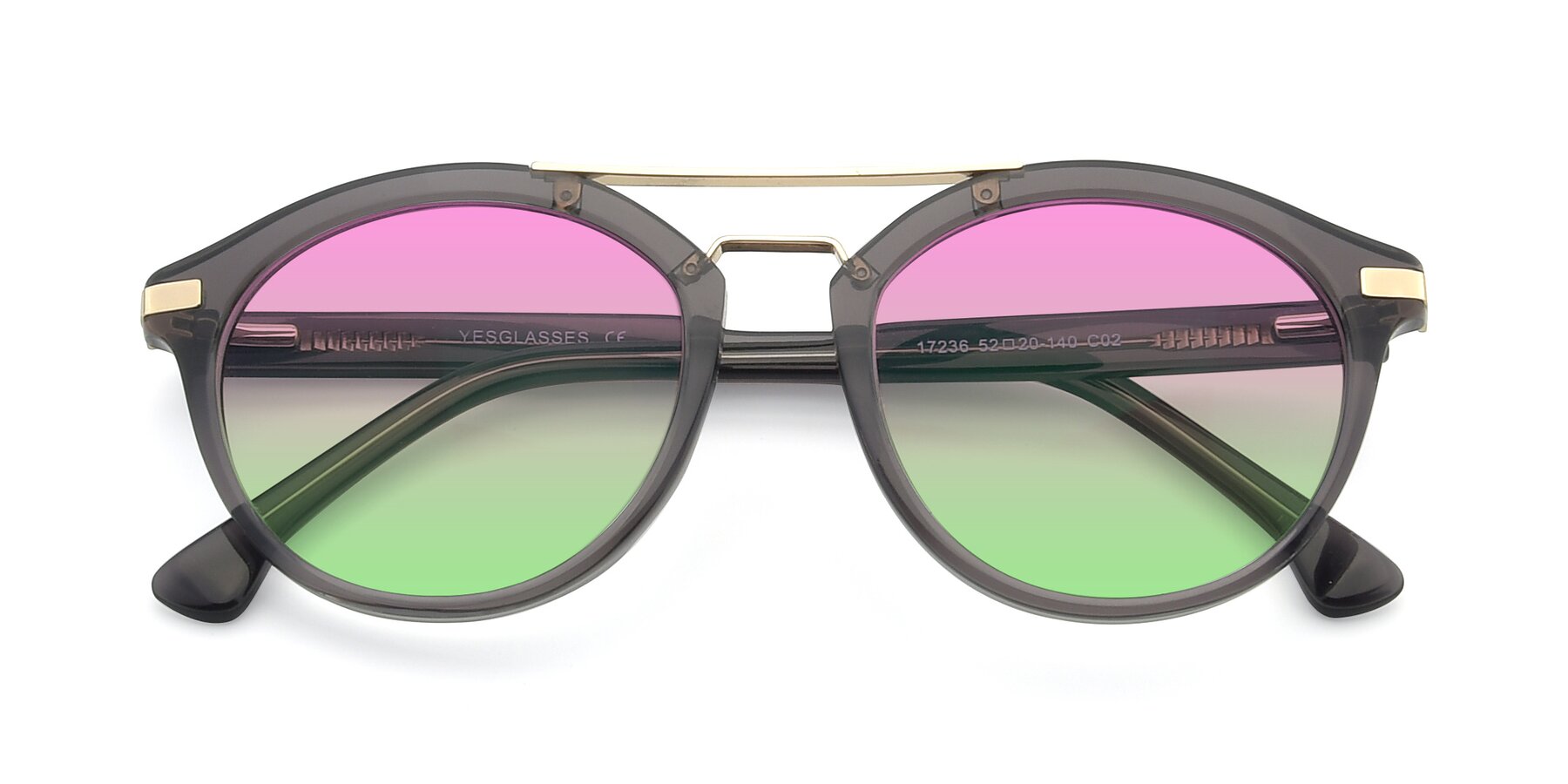 Folded Front of 17236 in Gray-Gold with Pink / Green Gradient Lenses