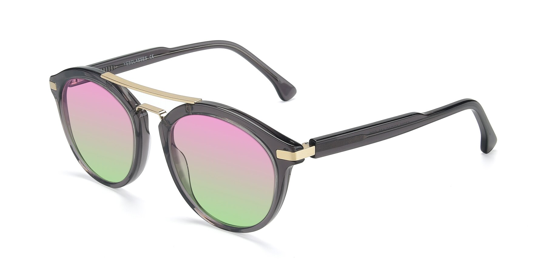 Angle of 17236 in Gray-Gold with Pink / Green Gradient Lenses