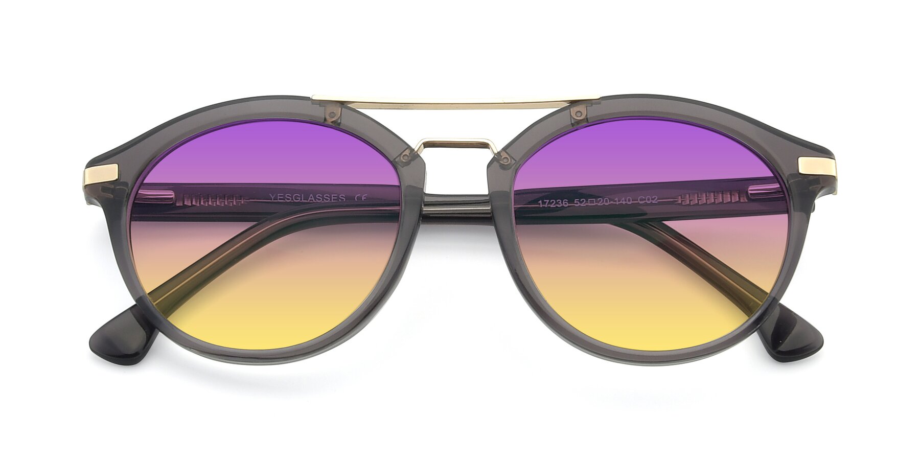 Folded Front of 17236 in Gray-Gold with Purple / Yellow Gradient Lenses