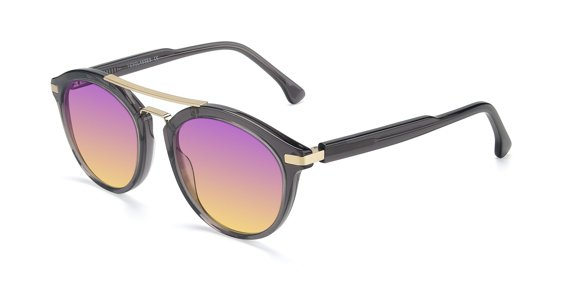 Angle of 17236 in Gray-Gold with Purple / Yellow Gradient Lenses