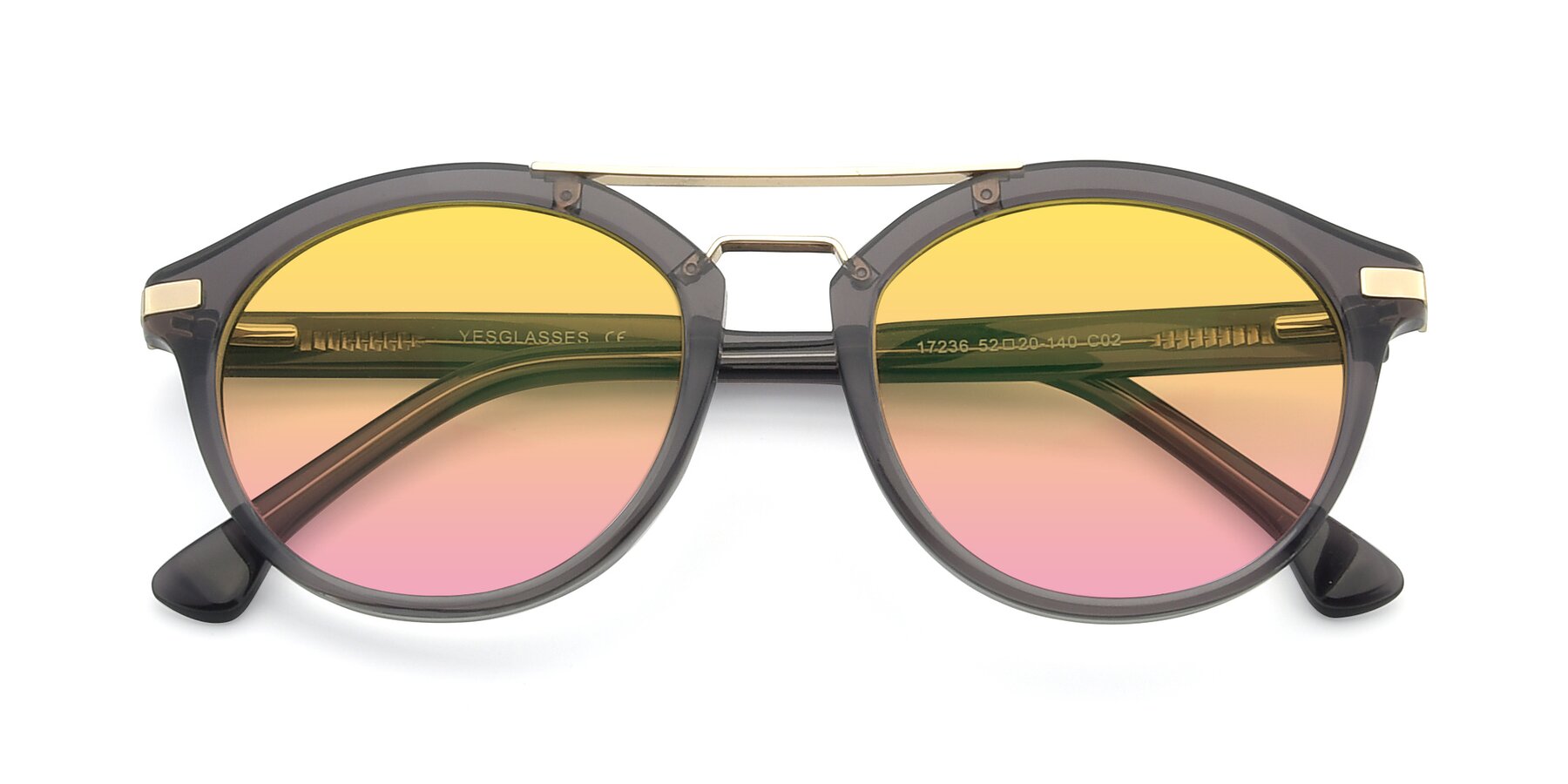 Folded Front of 17236 in Gray-Gold with Yellow / Pink Gradient Lenses