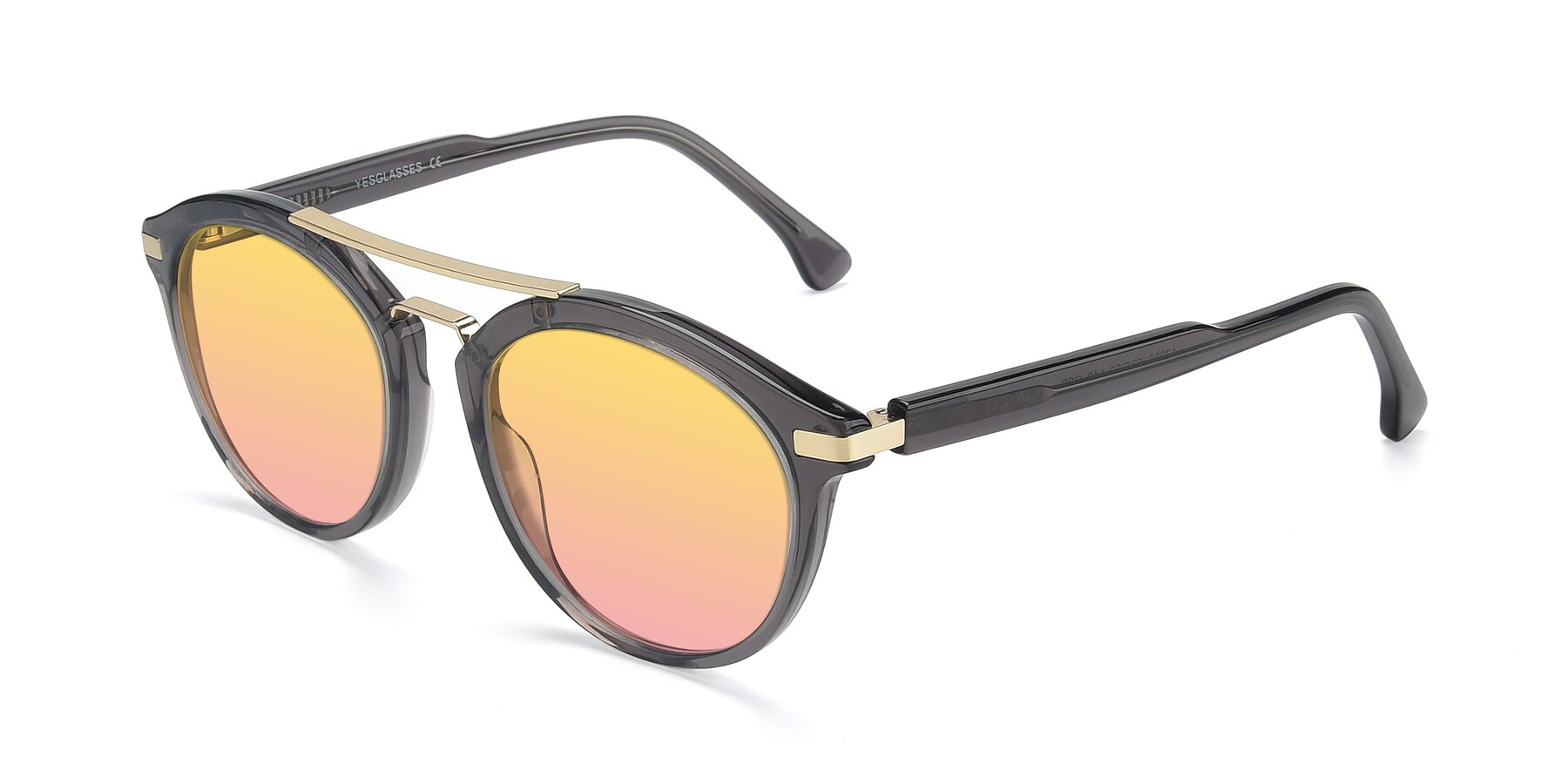 Angle of 17236 in Gray-Gold with Yellow / Pink Gradient Lenses
