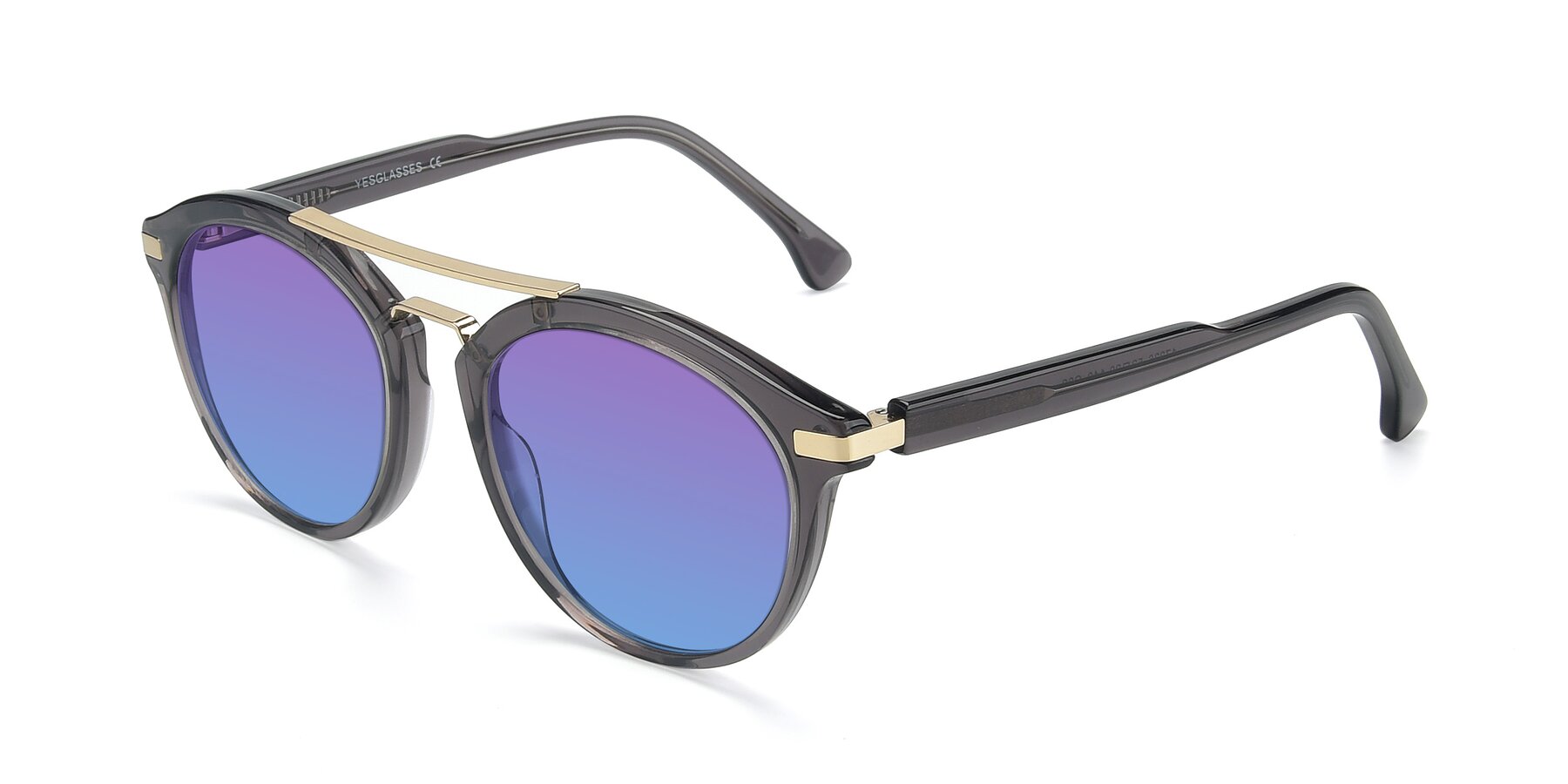 Angle of 17236 in Gray-Gold with Purple / Blue Gradient Lenses