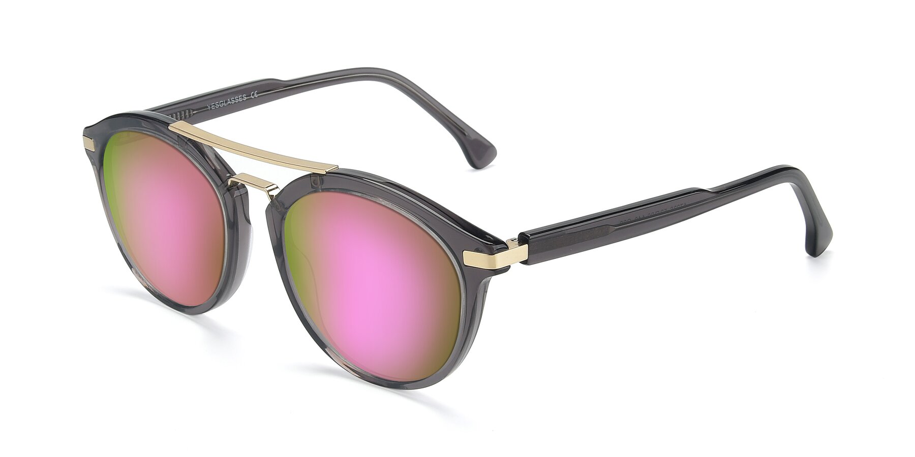 Angle of 17236 in Gray-Gold with Pink Mirrored Lenses