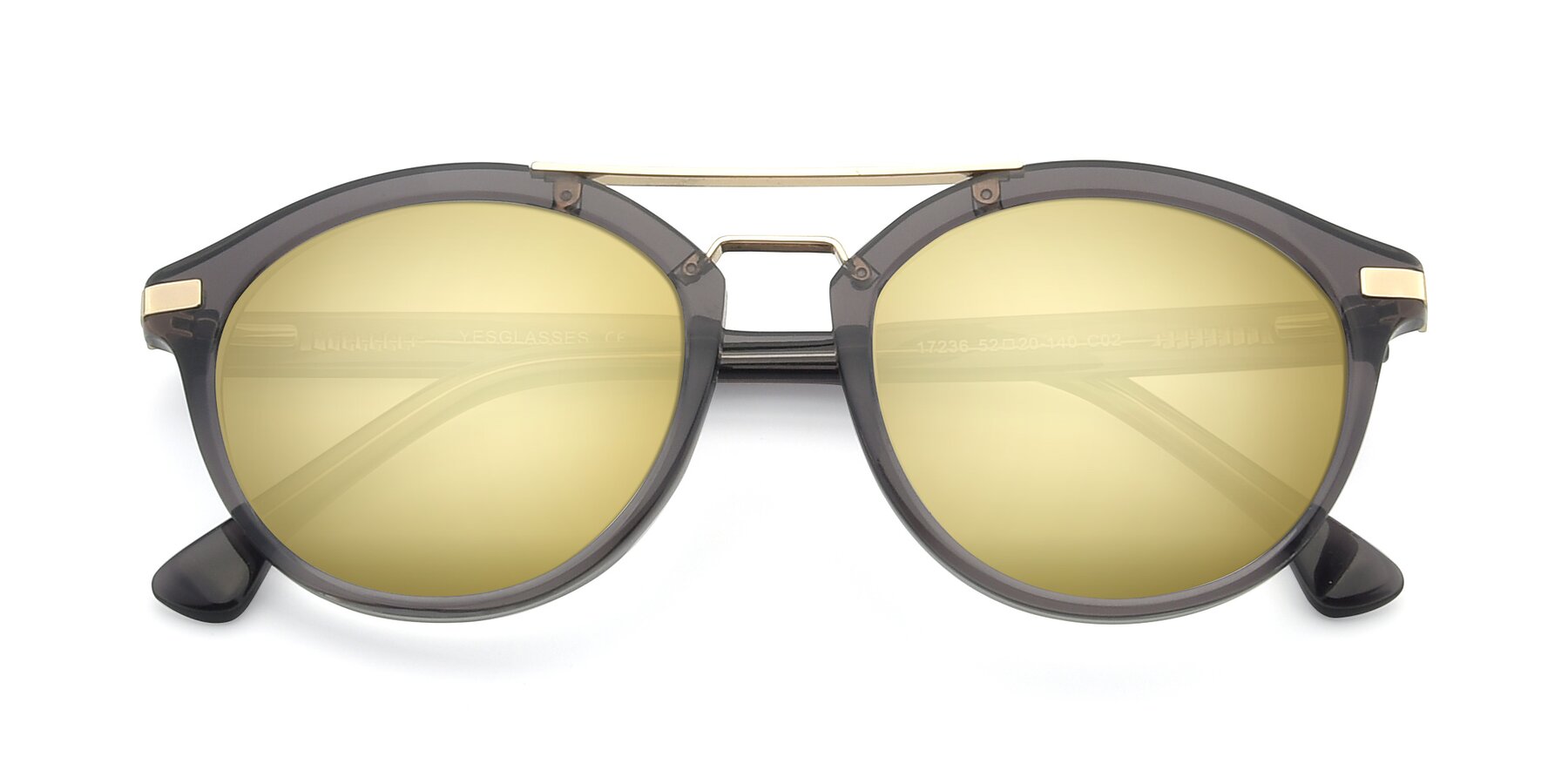 Folded Front of 17236 in Gray-Gold with Gold Mirrored Lenses