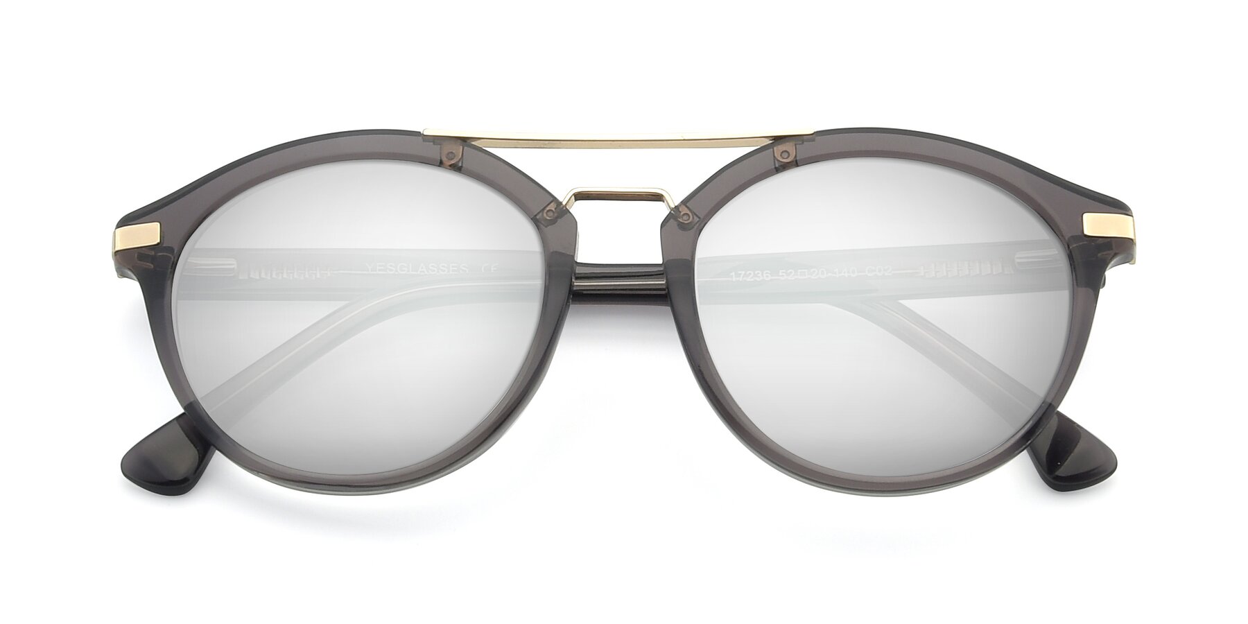 Folded Front of 17236 in Gray-Gold with Silver Mirrored Lenses