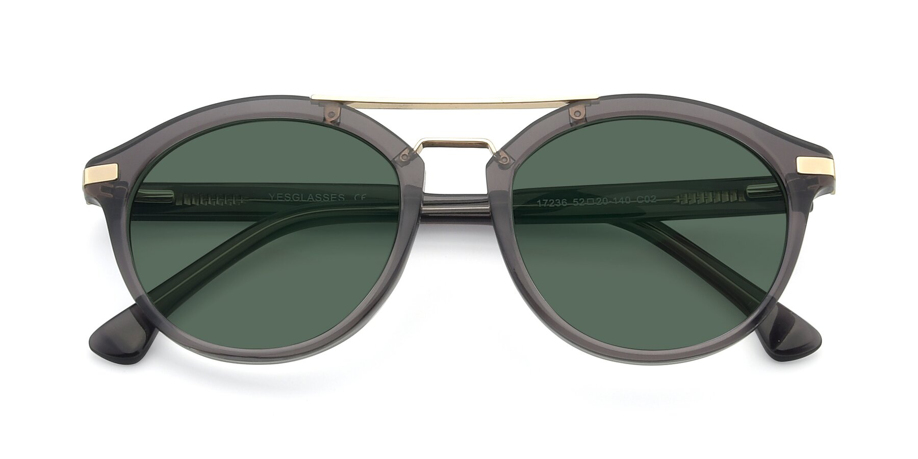 Folded Front of 17236 in Gray-Gold with Green Polarized Lenses