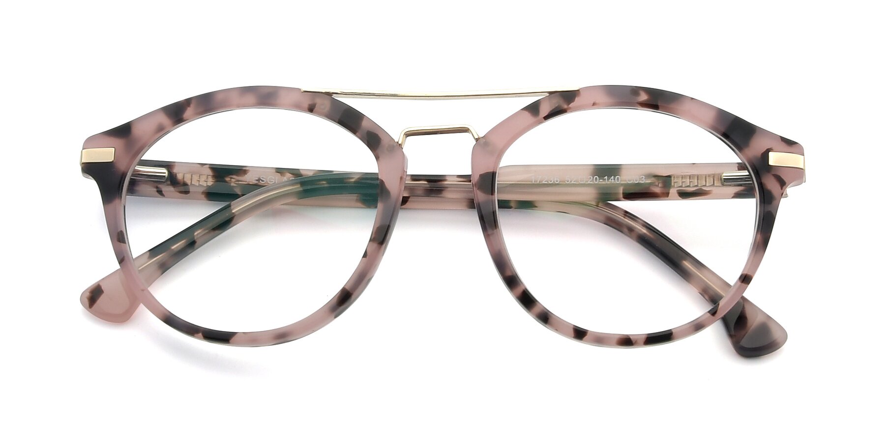 Folded Front of 17236 in Havana Floral-Gold with Clear Eyeglass Lenses
