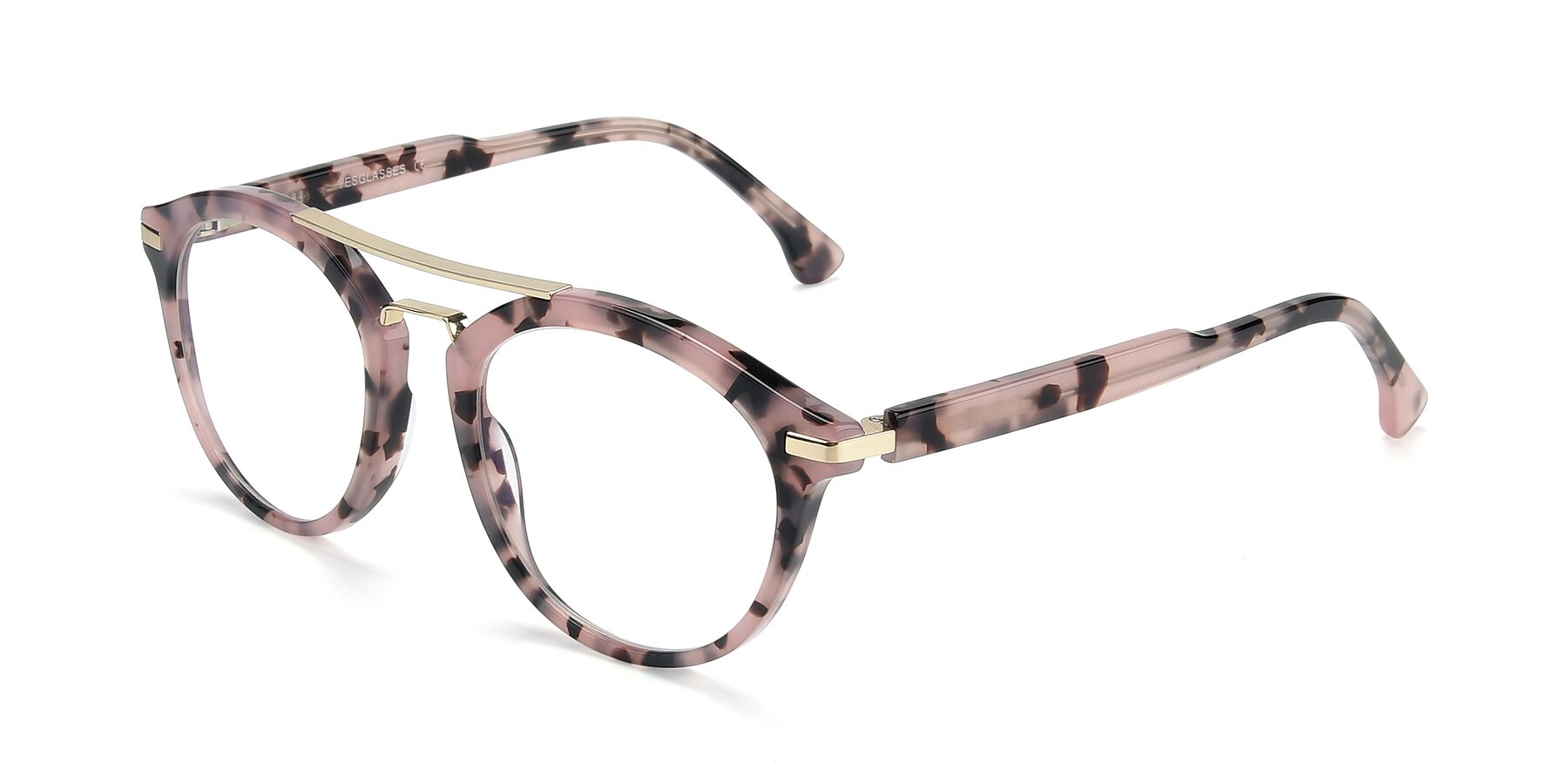 Angle of 17236 in Havana Floral-Gold with Clear Eyeglass Lenses