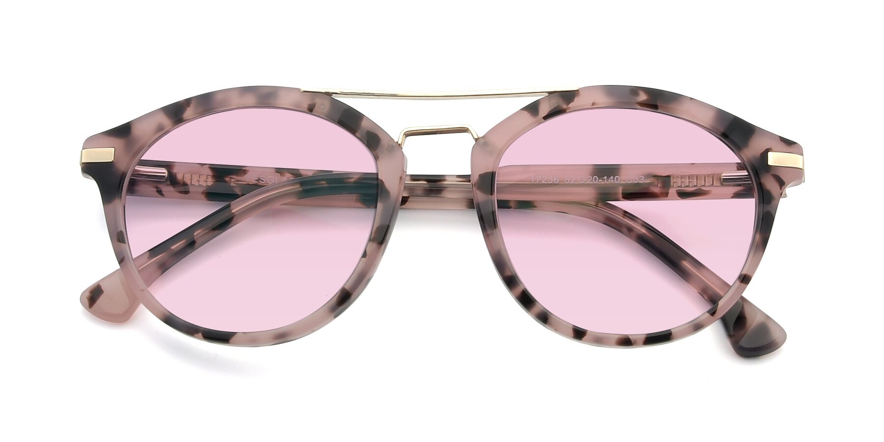 Folded Front of 17236 in Havana Floral-Gold with Light Pink Tinted Lenses
