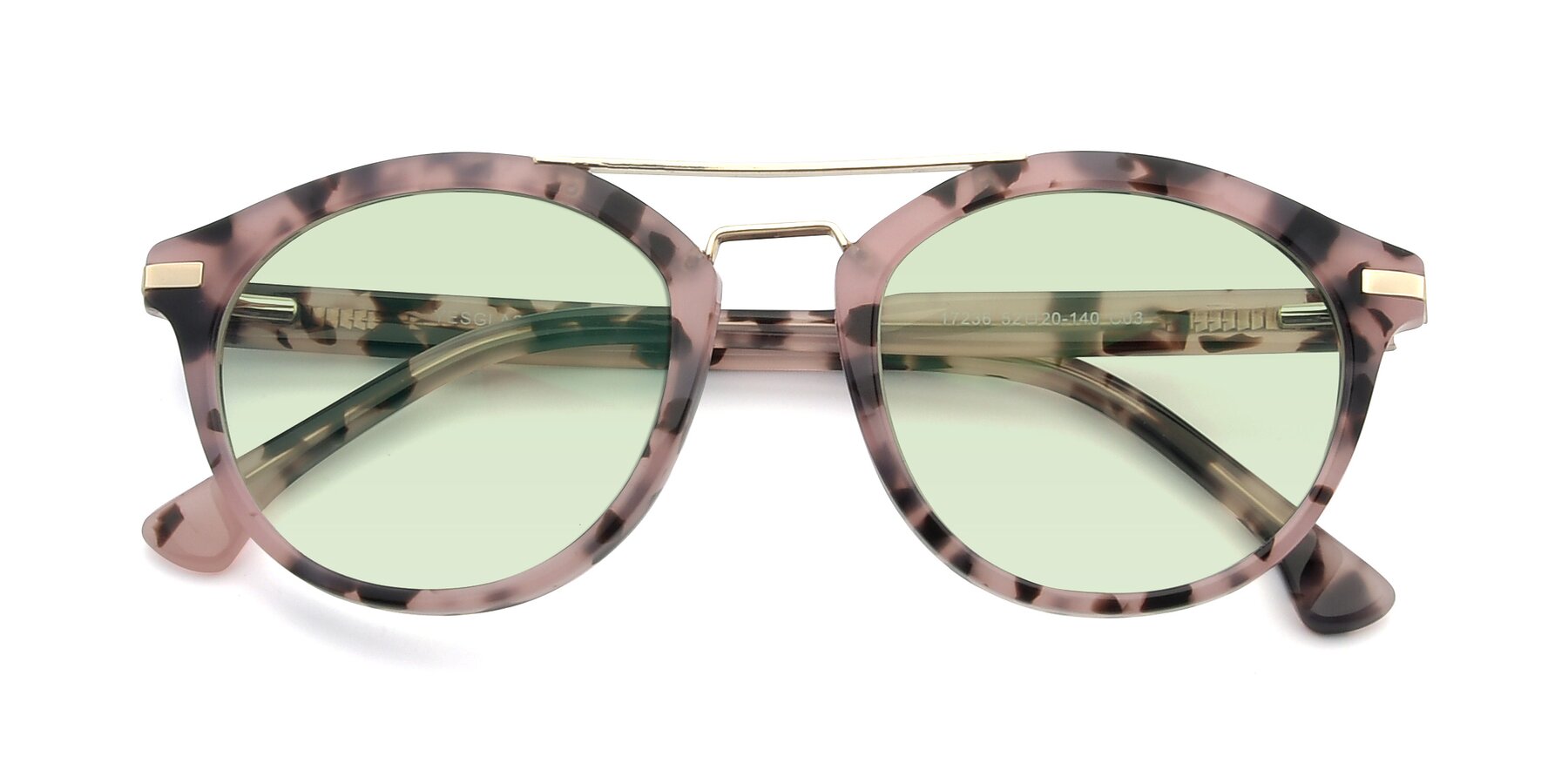 Folded Front of 17236 in Havana Floral-Gold with Light Green Tinted Lenses