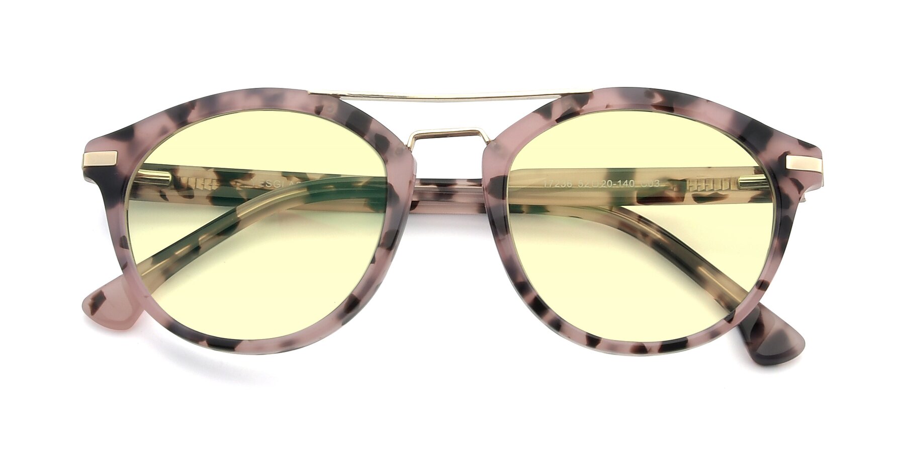 Folded Front of 17236 in Havana Floral-Gold with Light Yellow Tinted Lenses