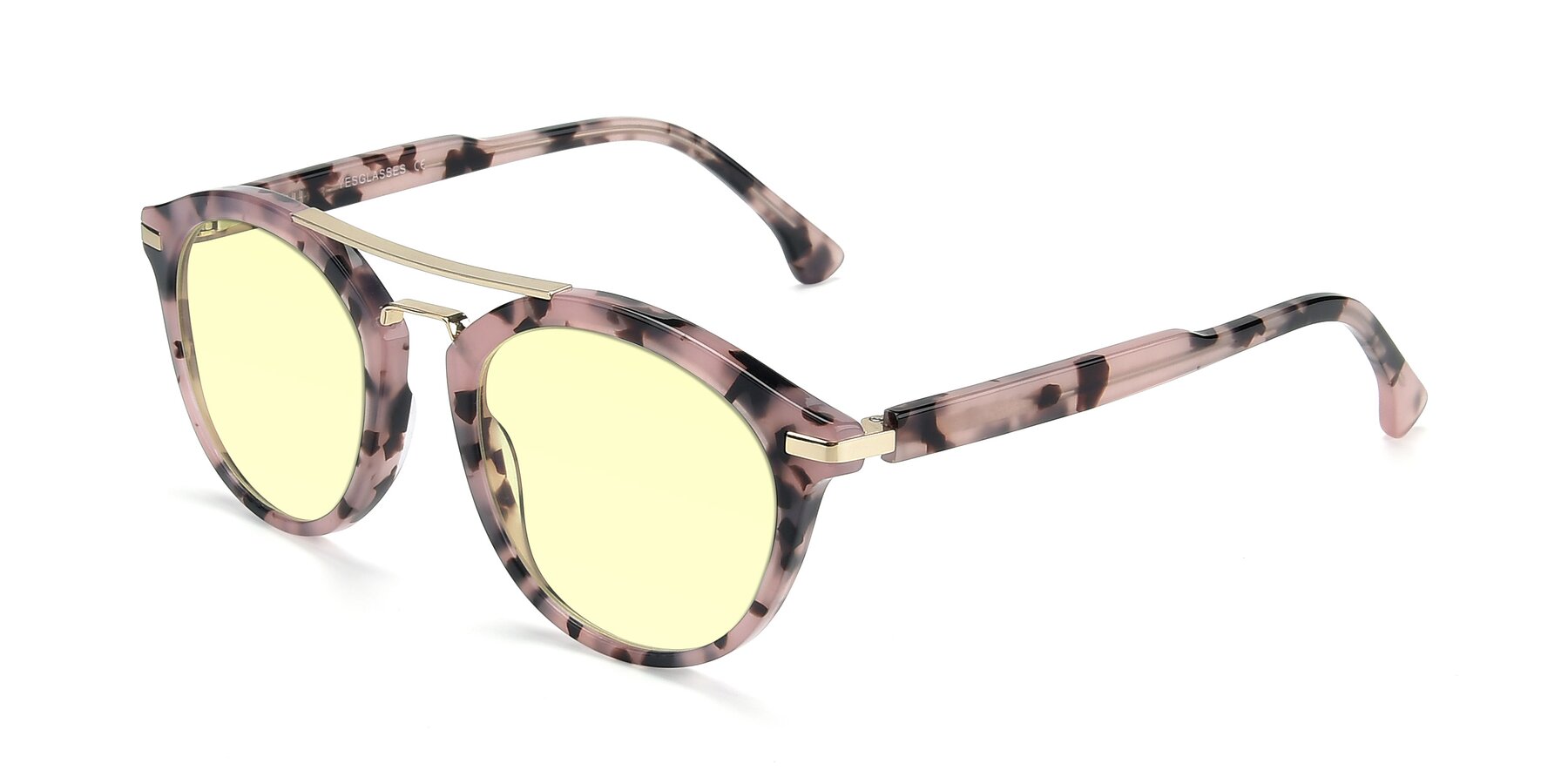 Angle of 17236 in Havana Floral-Gold with Light Yellow Tinted Lenses